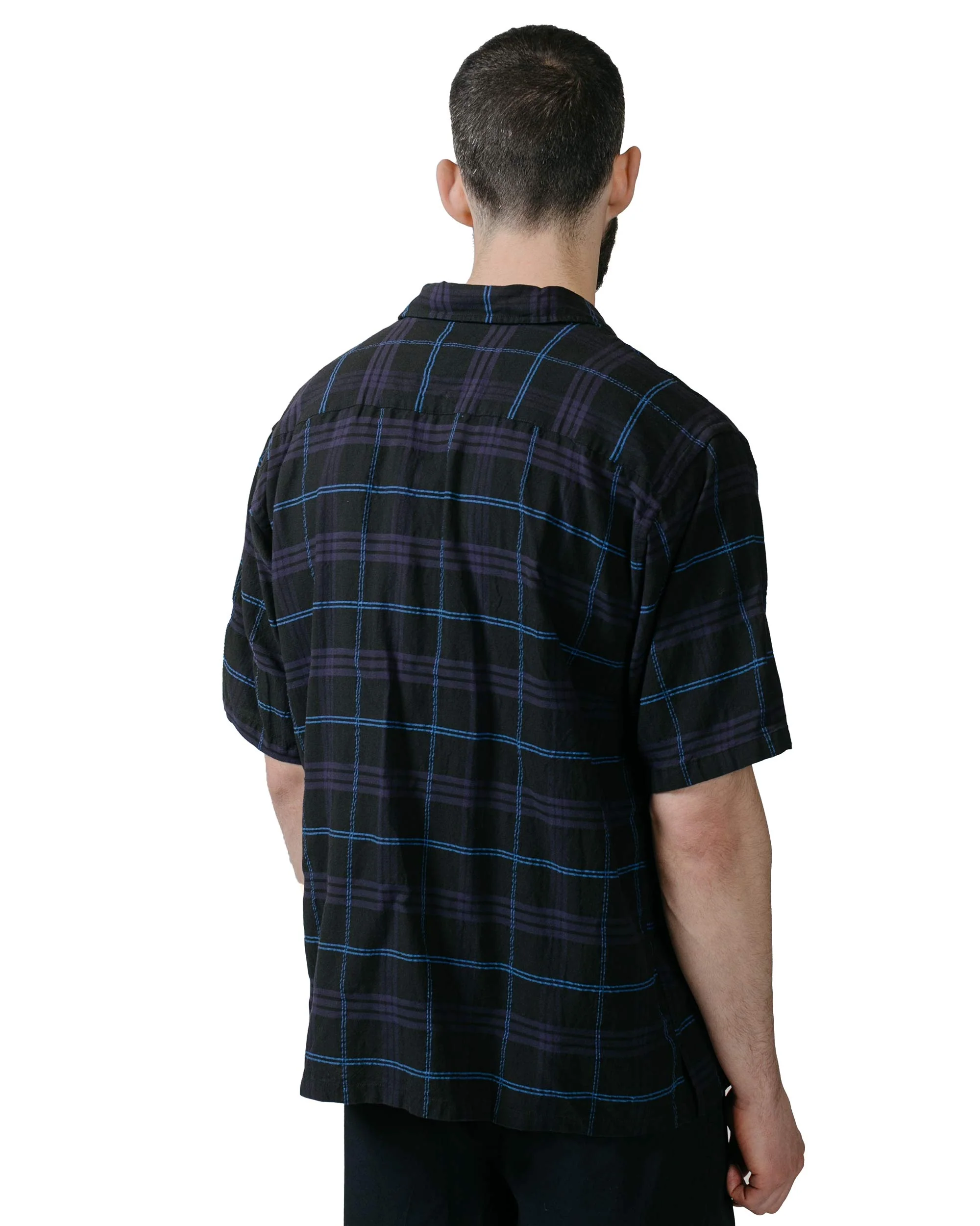 Norse Projects Ivan Relaxed Textured Check SS Shirt Dark Navy - Image 3