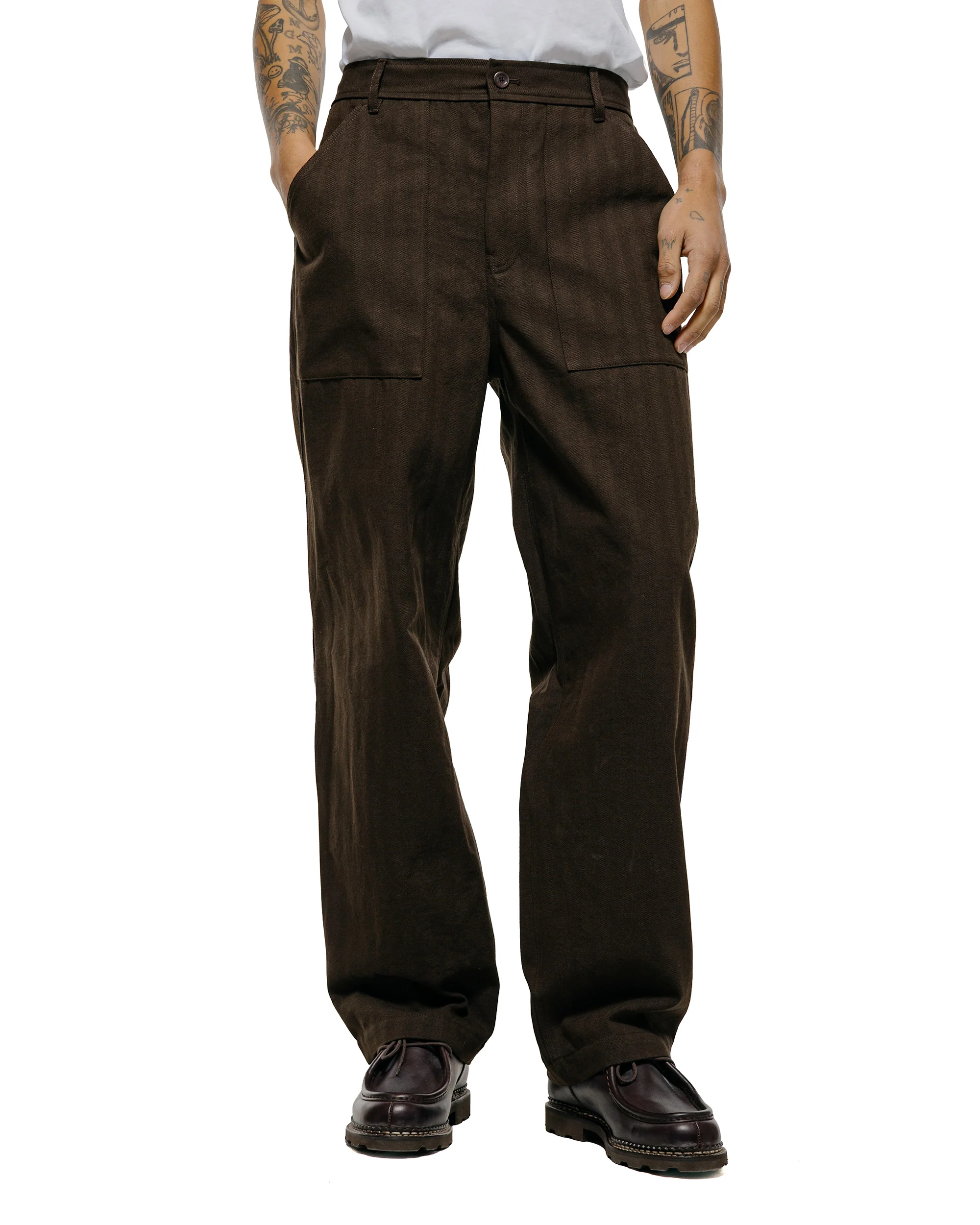 Norse Projects Kvitfjell Relaxed Cotton Wool Herringbone Pant Delicioso Brown - Image 2