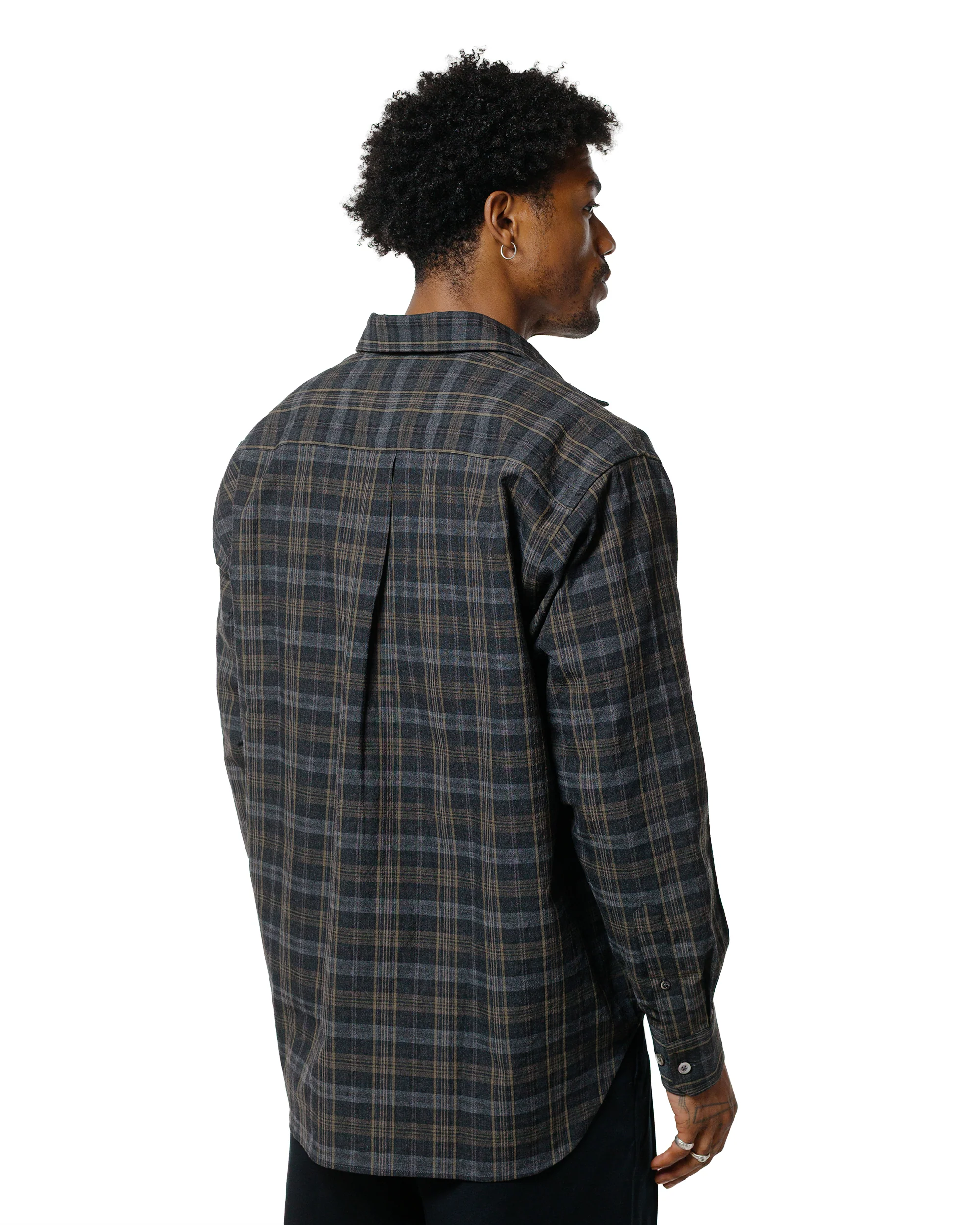 Norse Projects Ole Oversized Wool Check Shirt Charcoal Grey - Image 3