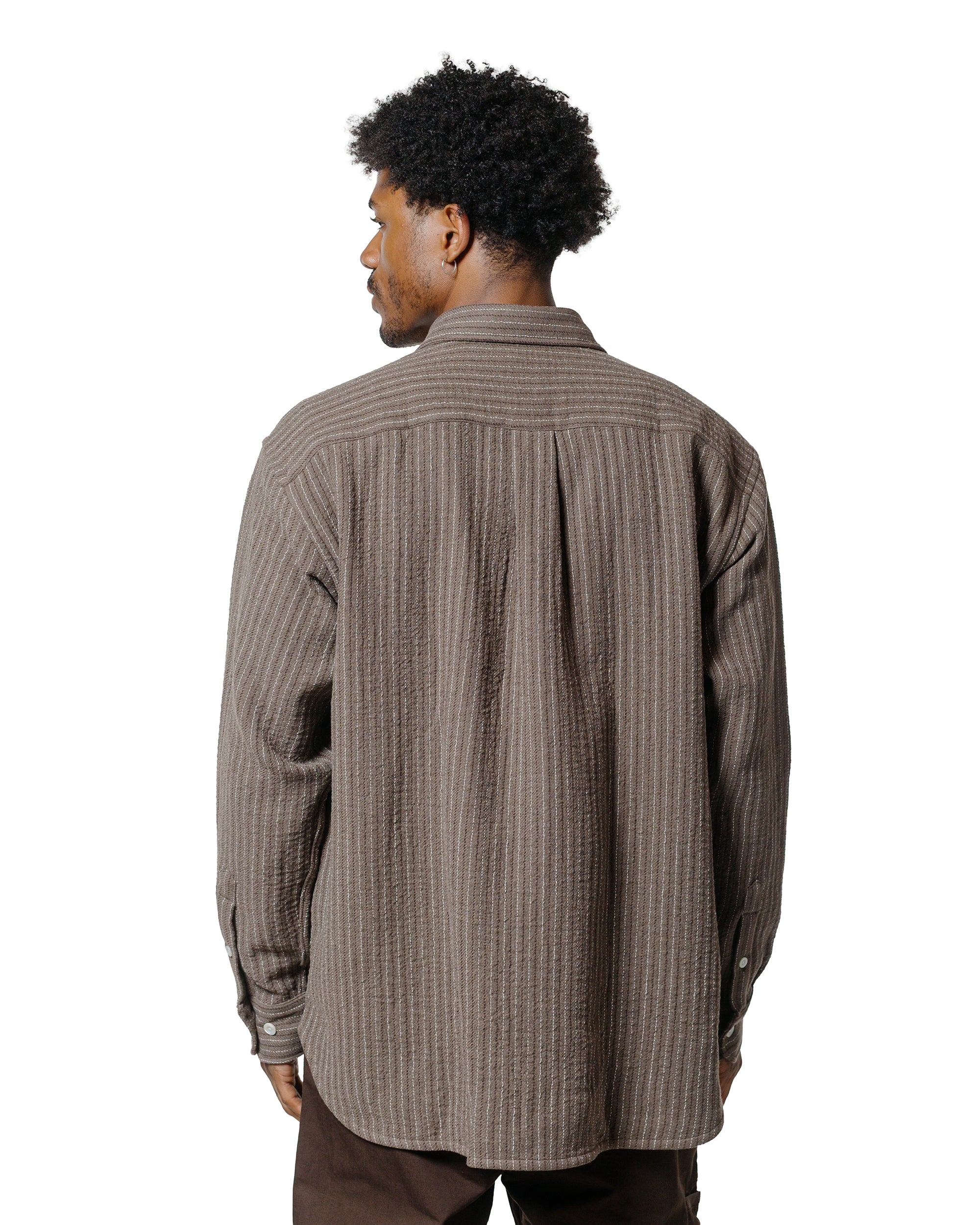 Norse Projects Ole Oversized Wool Stripe Shirt Seal Brown - Image 3