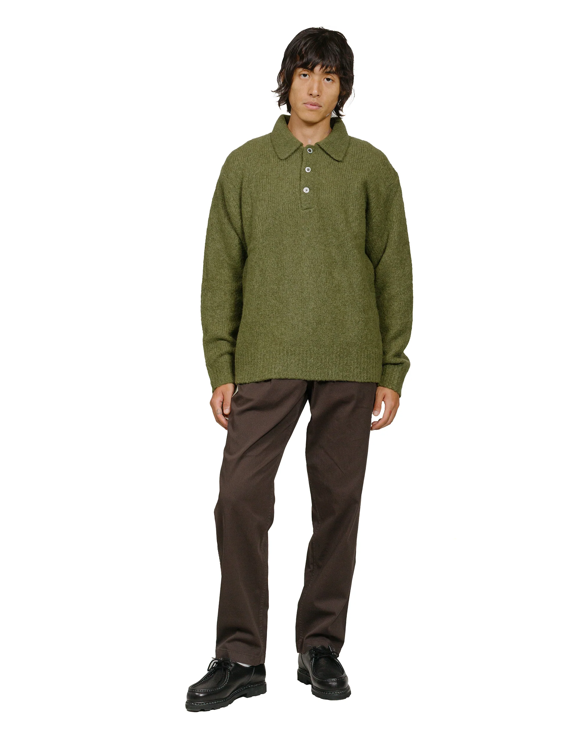 Norse Projects Rasmus Relaxed Brushed Polo Ivy Green - Image 4