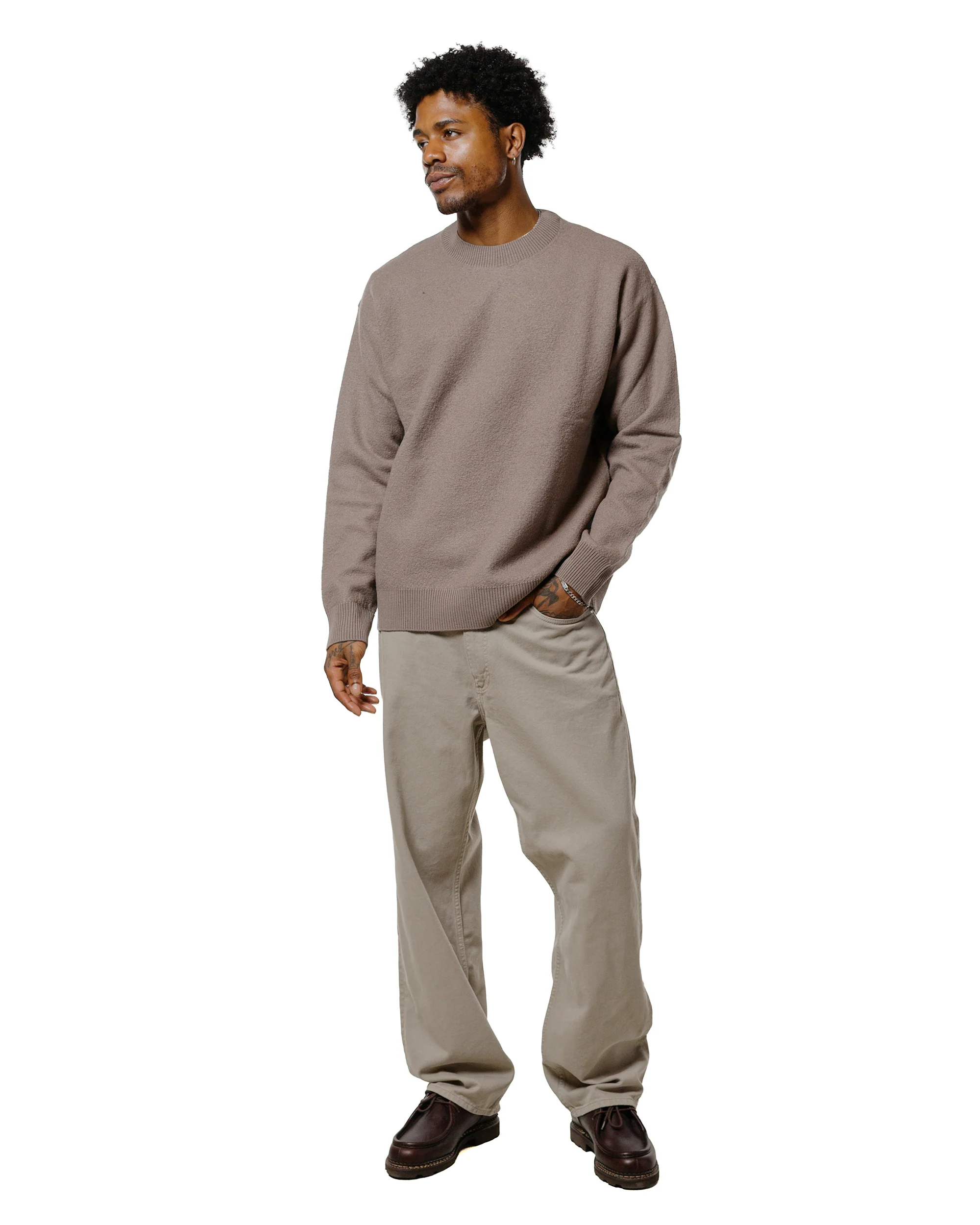 Norse Projects Rom Boiled Wool Crewneck Walnut - Image 4
