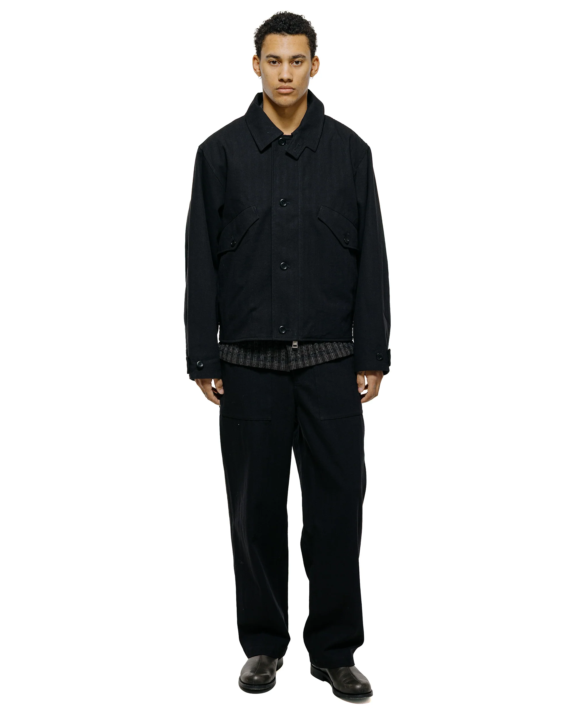 Norse Projects Vandel Herringbone Twill Flight Jacket All Black - Image 4