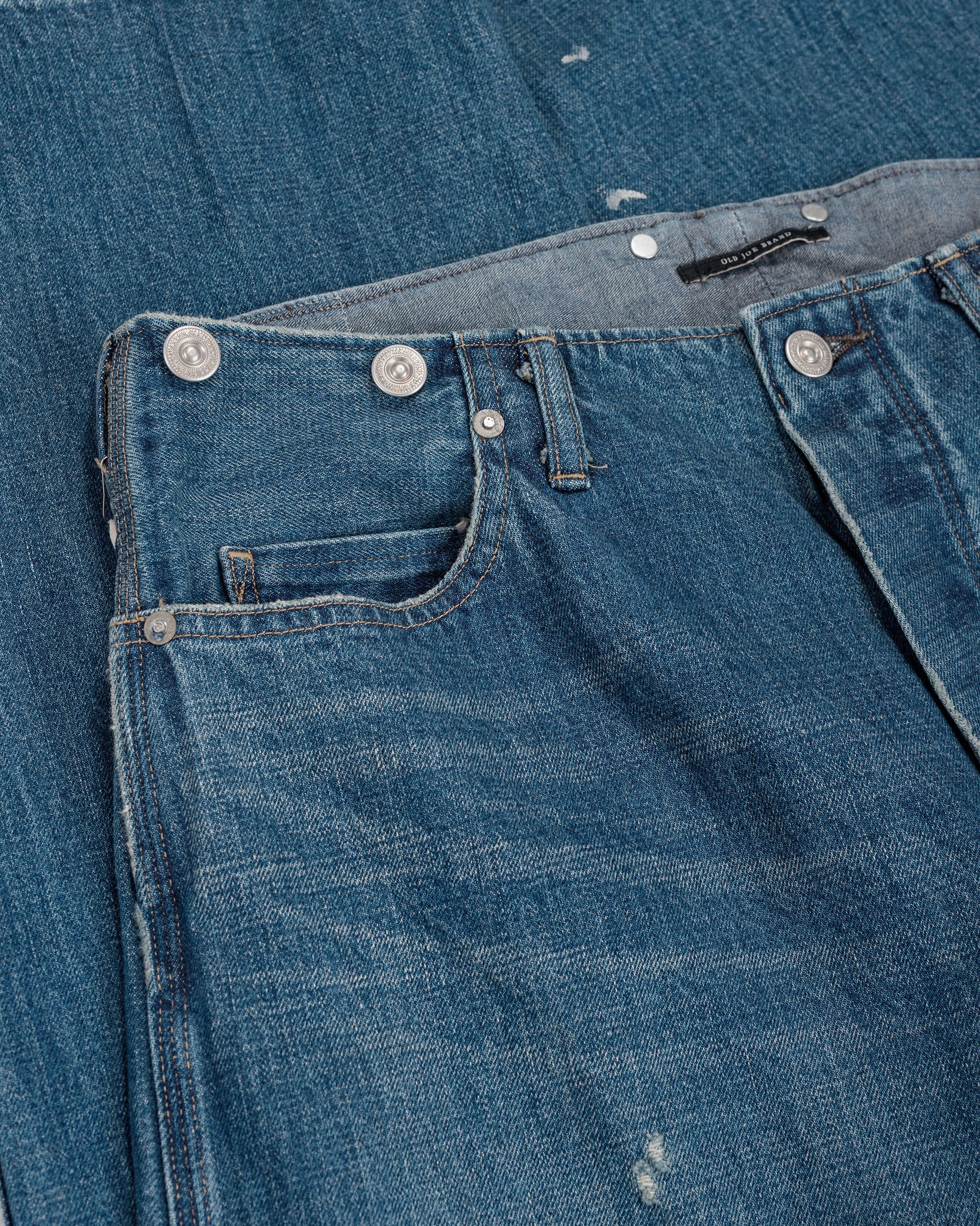 Old Joe Beltless Waist Jean Trouser"990" (Scar Face & Paint) Indigo - Image 5