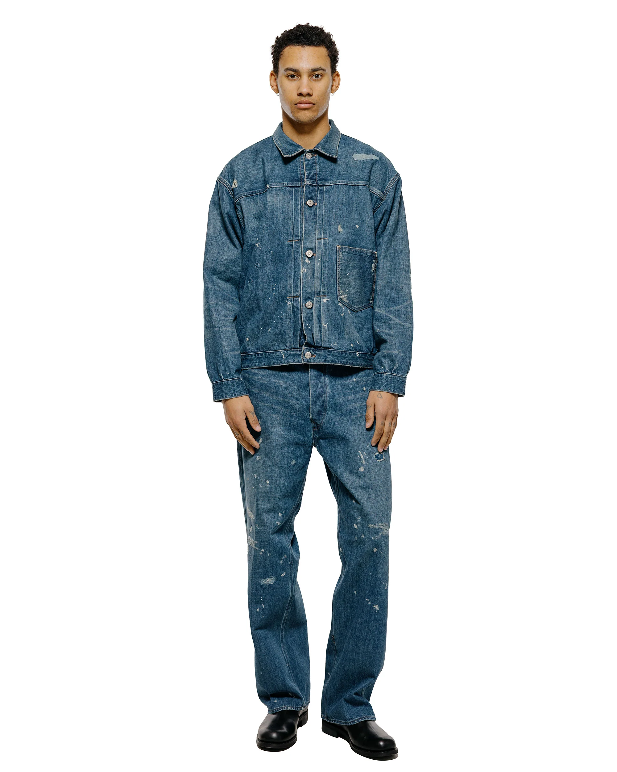 Old Joe One Pocket Jean Jacket (Scar Face & Paint) Indigo - Image 4