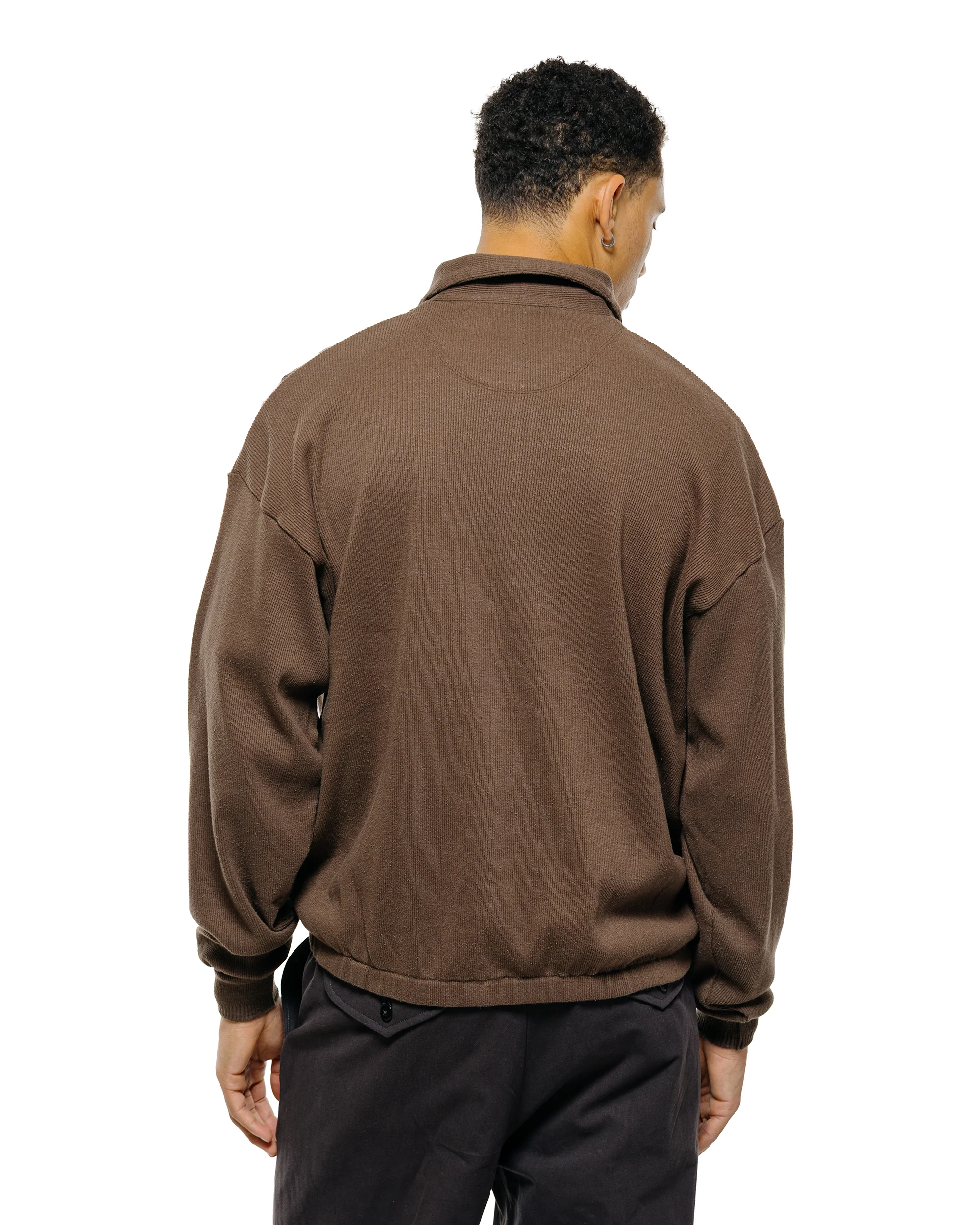 Old Joe Quater Zip Silk Nep Ripped Shirt Bark - Image 3