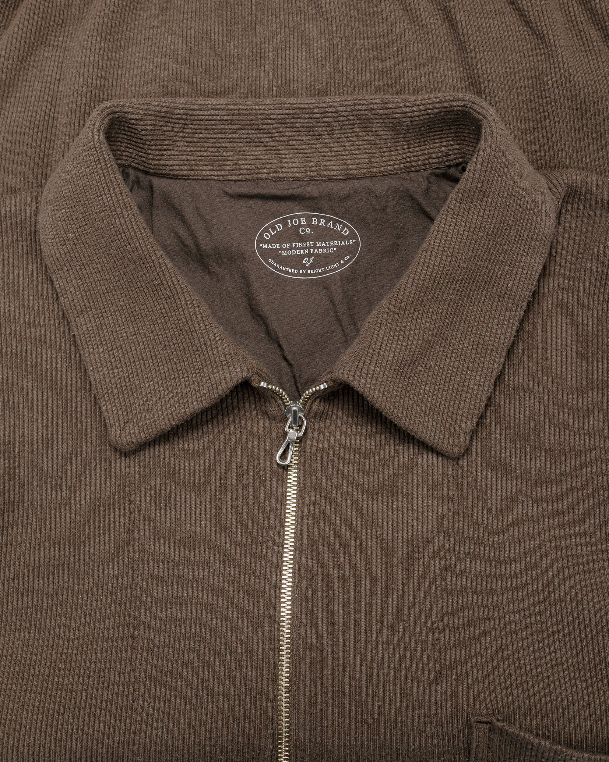 Old Joe Quater Zip Silk Nep Ripped Shirt Bark - Image 5