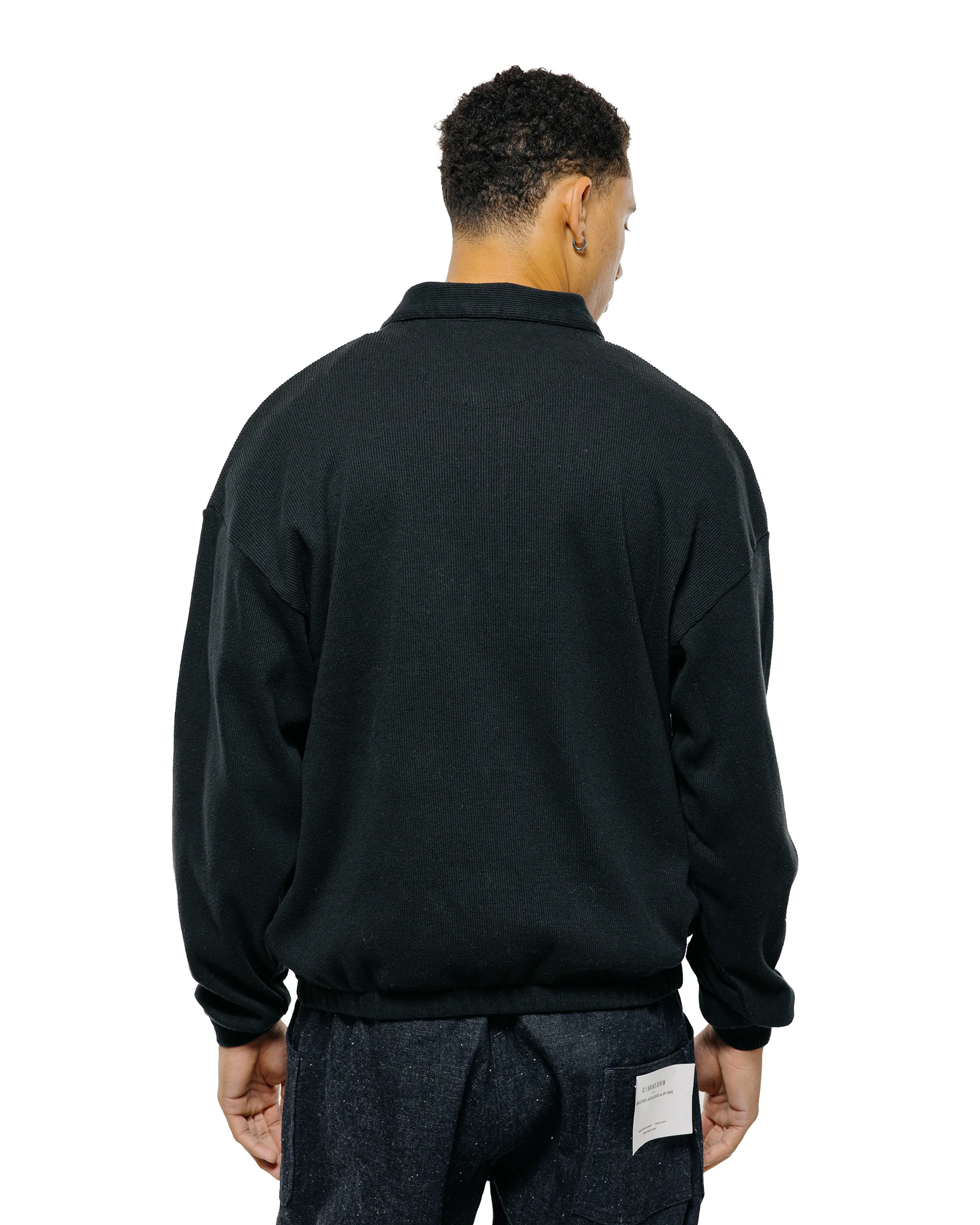 Old Joe Quater Zip Silk Nep Ripped Shirt Onyx - Image 3