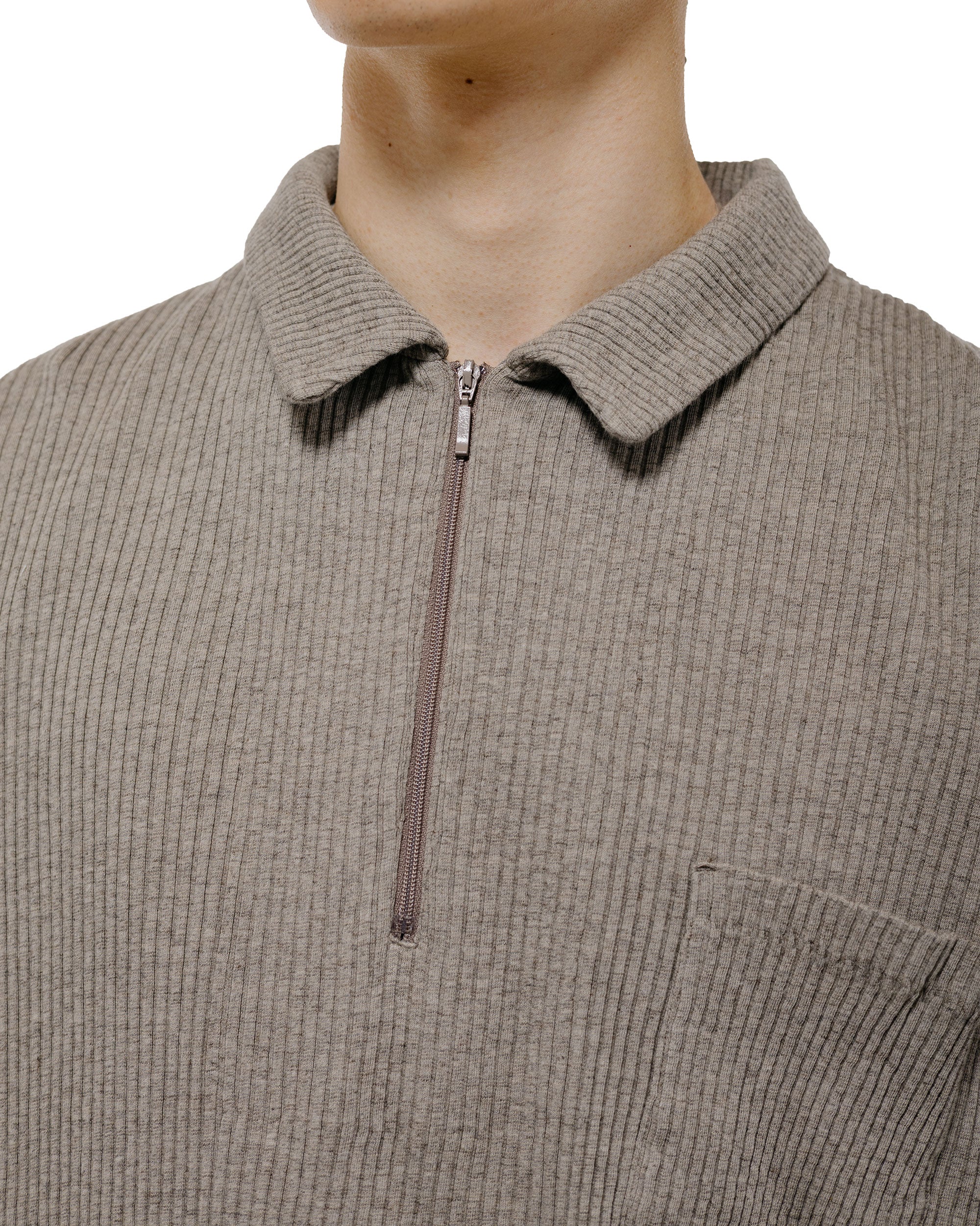 Old Joe Quater Zip Cotton Yak Ribed Shirts Morel - Image 3