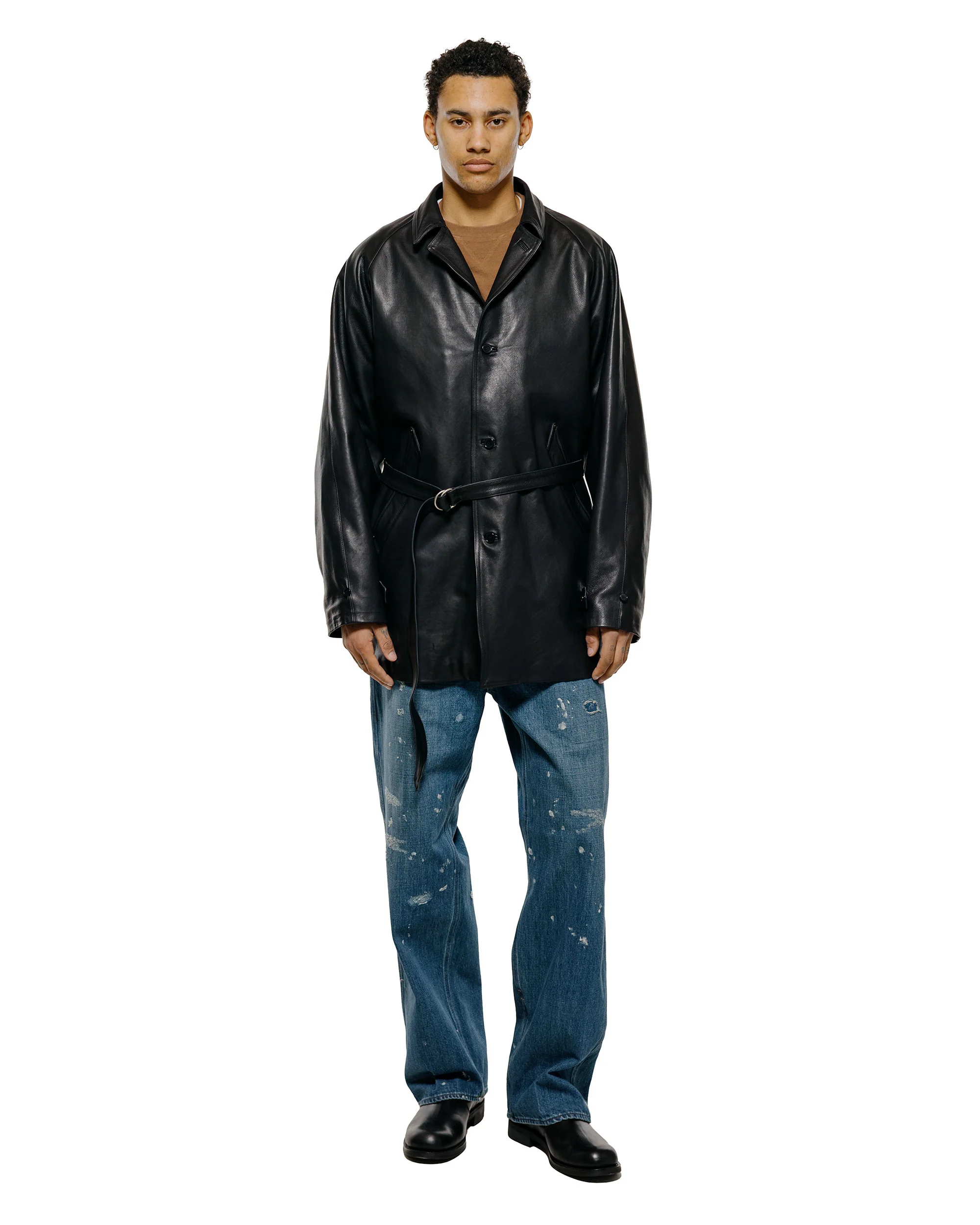 Old Joe Stunning Leather Vehicle Coat (Italian Calf) Onyx Black - Image 4