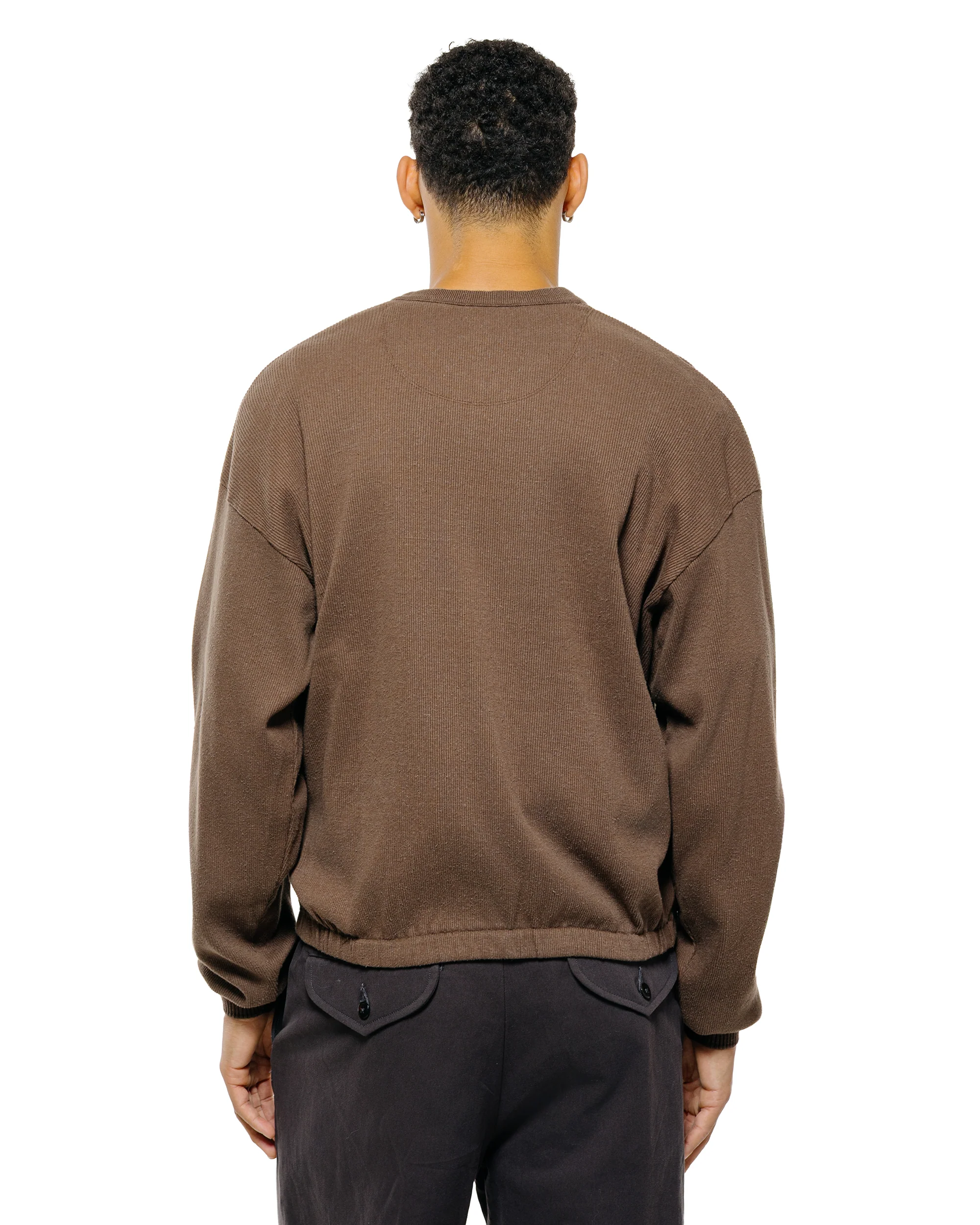 Old Joe V-Neck Silk Nep Ribed Tops Bark - Image 3