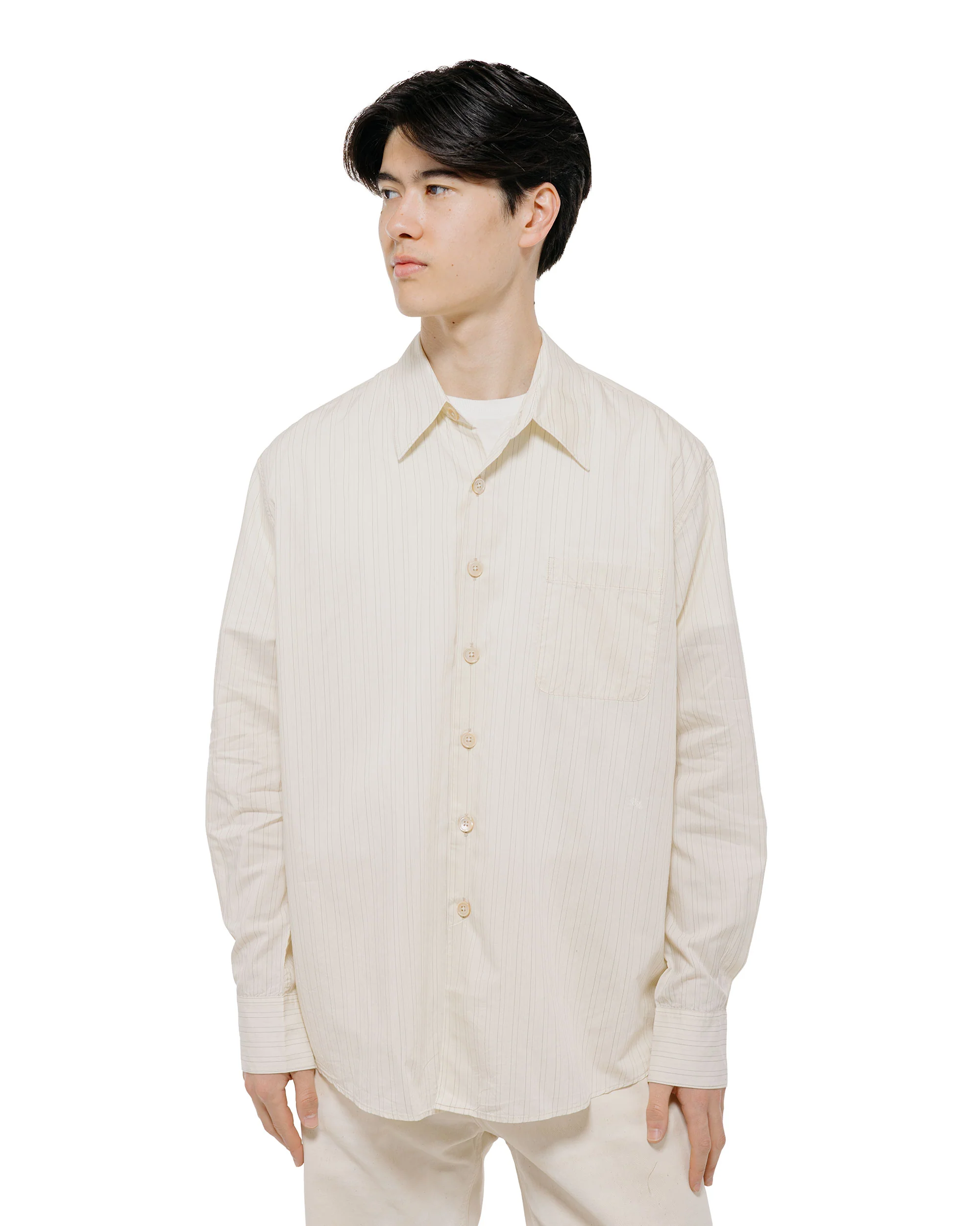 Our Legacy Above Shirt Faded Bone Windstripe Lyocell - Image 2