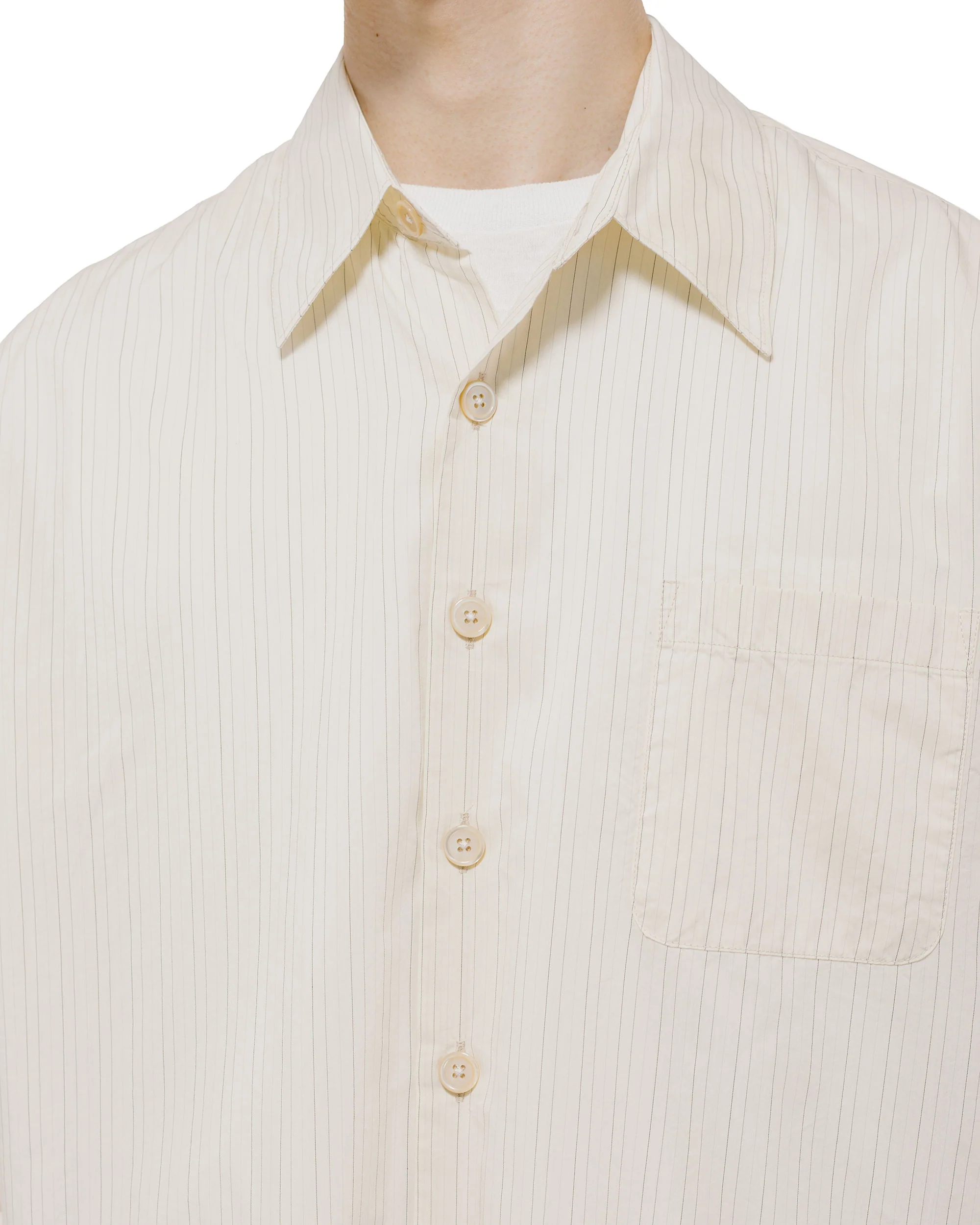 Our Legacy Above Shirt Faded Bone Windstripe Lyocell - Image 3