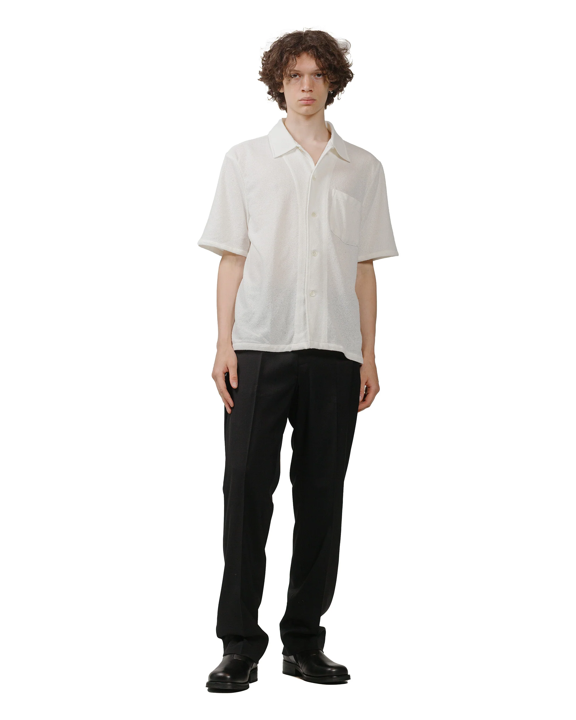 Our Legacy Box Shirt Shortsleeve White Boucle - Image 4