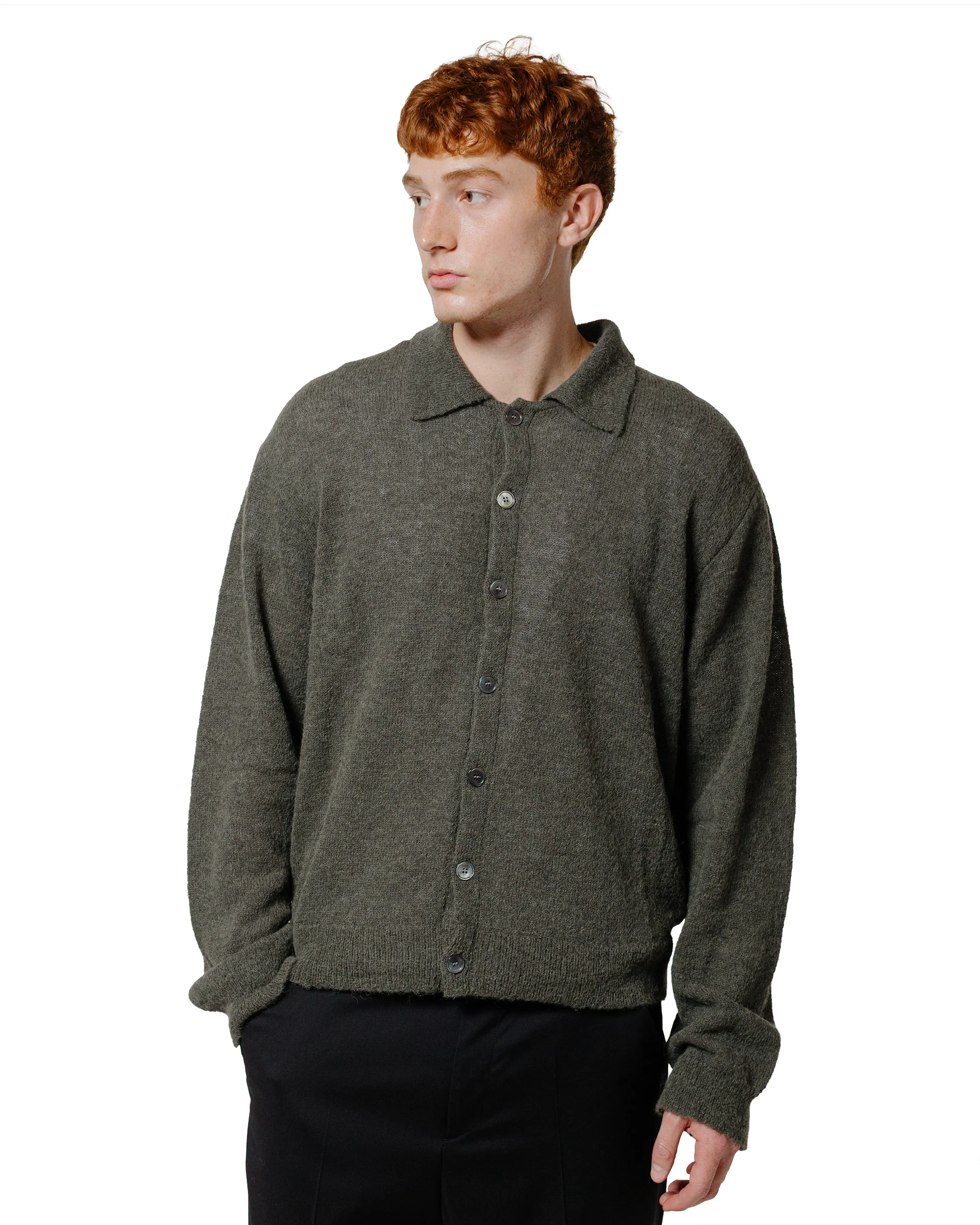 Our Legacy Evening Polo Moss Green Fuzzy Alpaca - Image 2