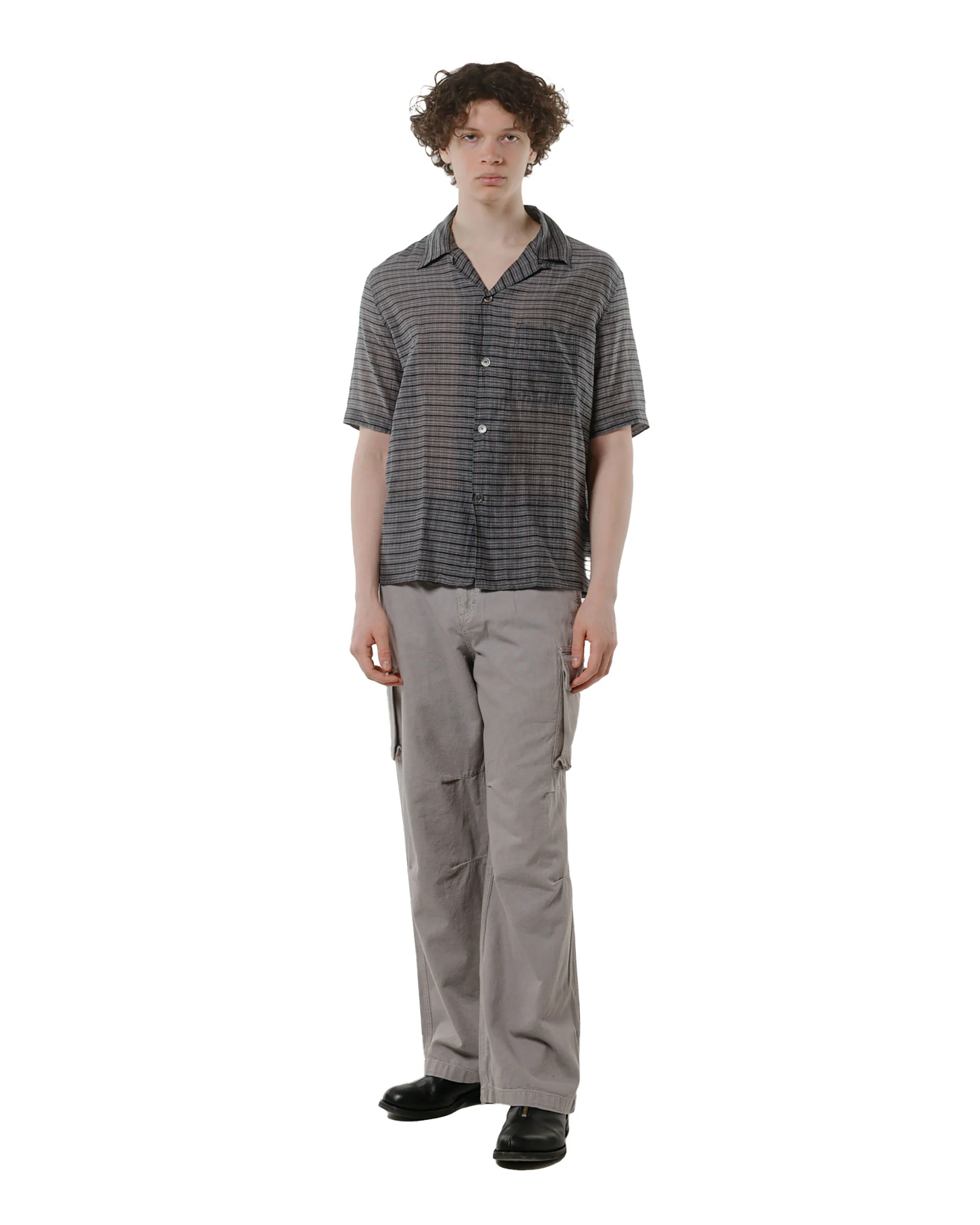 Our Legacy Heusen Shirt Shortsleeve Picnic Check Cotton Silk - Image 4