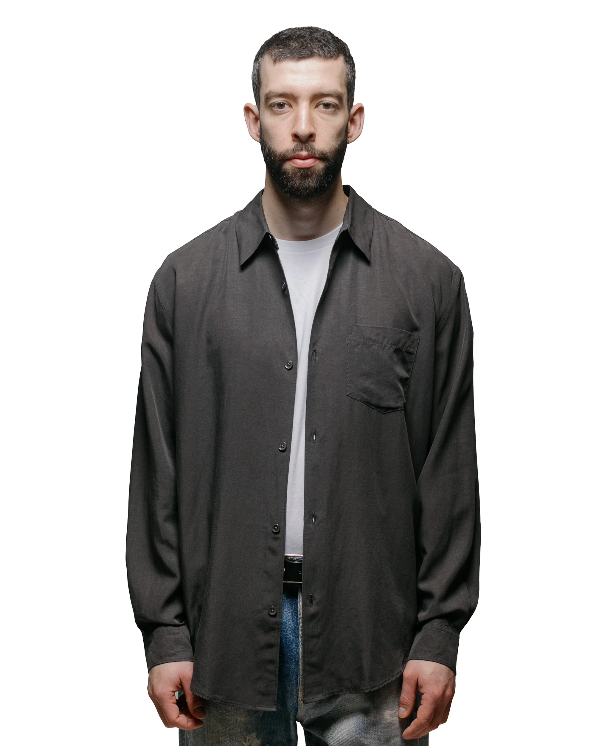 Our Legacy Initial Shirt Ash Grey Liquid Lyocell - Image 2