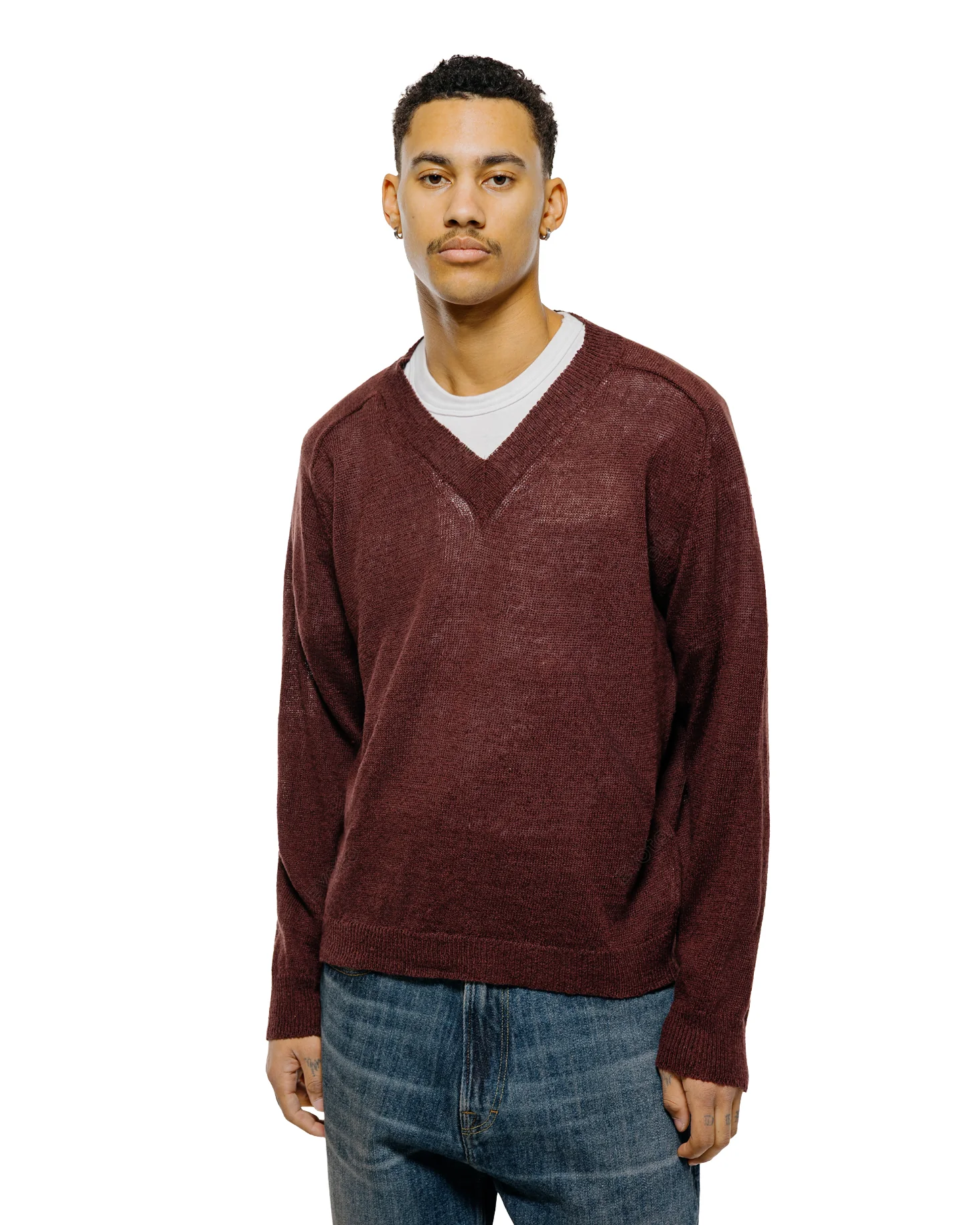 Our Legacy Rue V-Neck Cabernet Cyclone Linen - Image 2