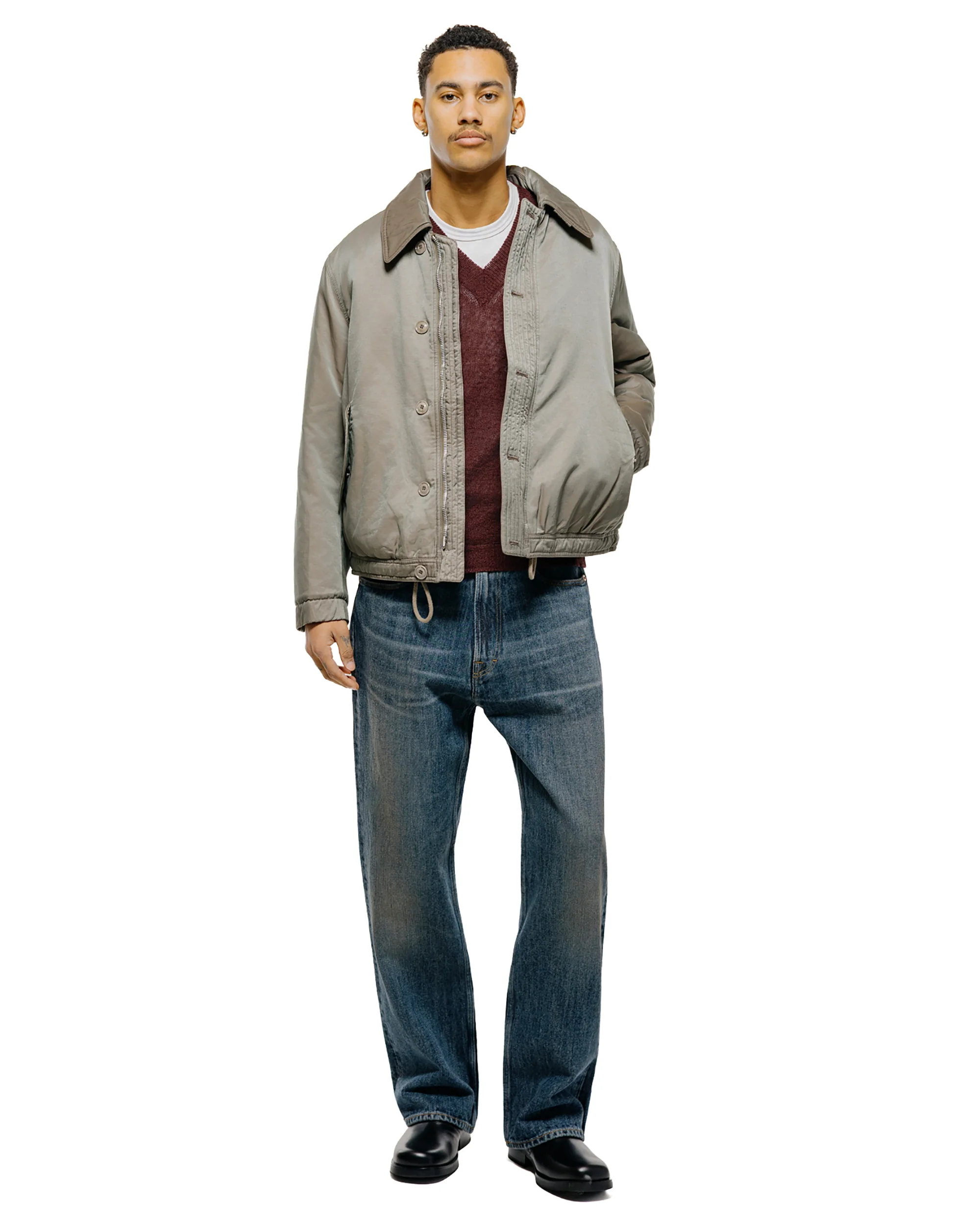 Our Legacy Rue V-Neck Cabernet Cyclone Linen - Image 4