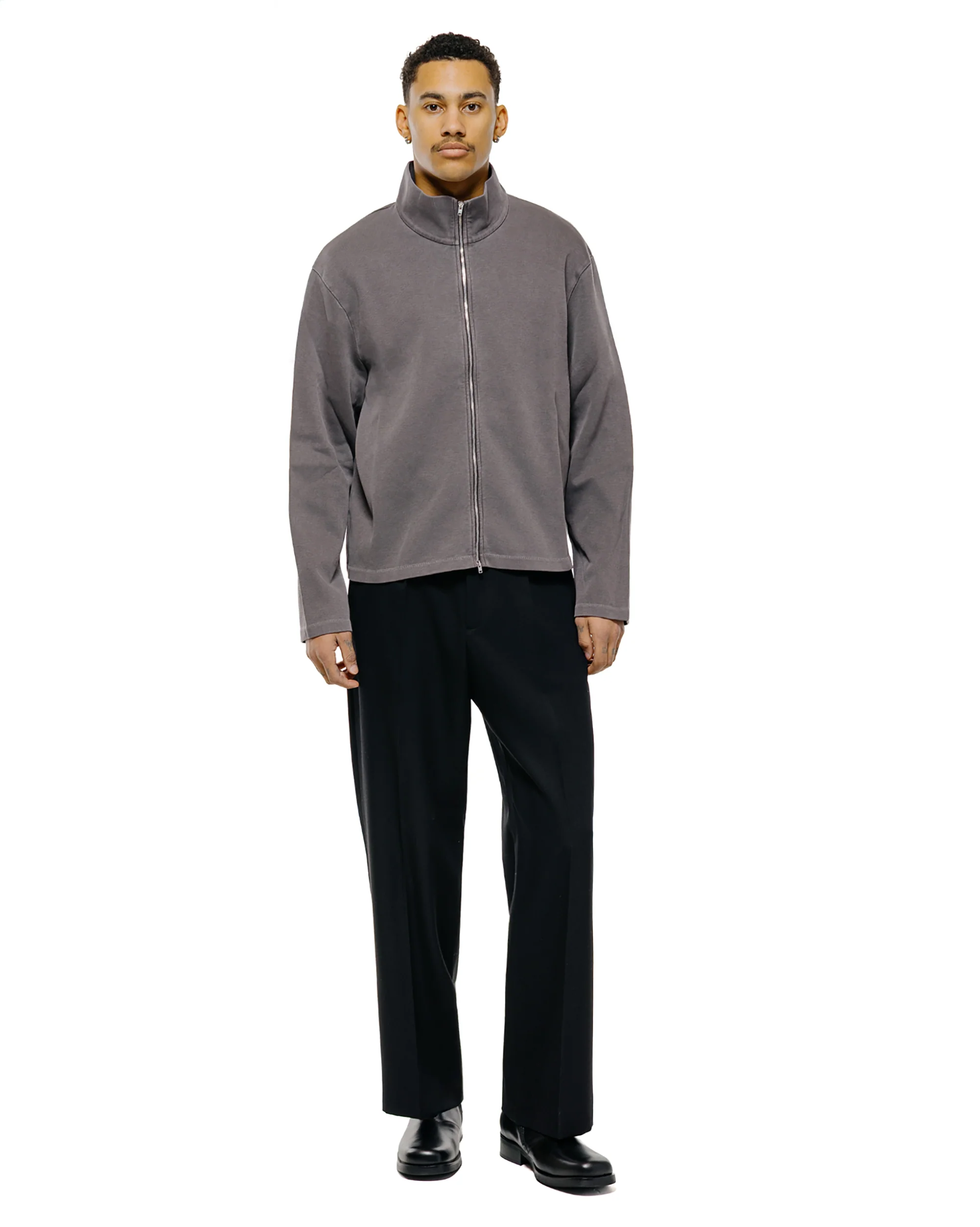 Our Legacy Shrunken Full Zip Worn Graphite Athletic Rib - Image 4