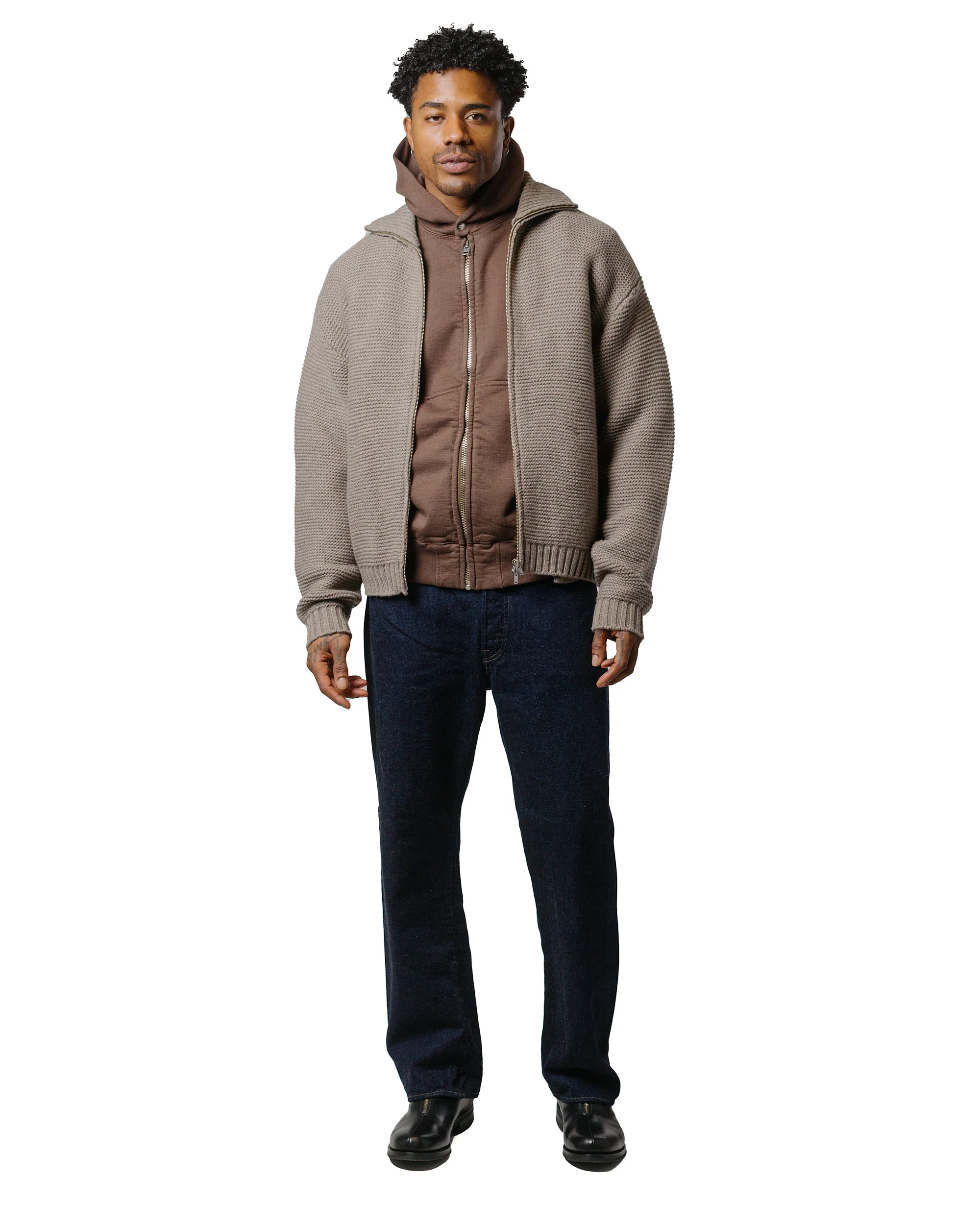 Phigvel Athletic Full Zip Hoodie Stone Brown - Image 4