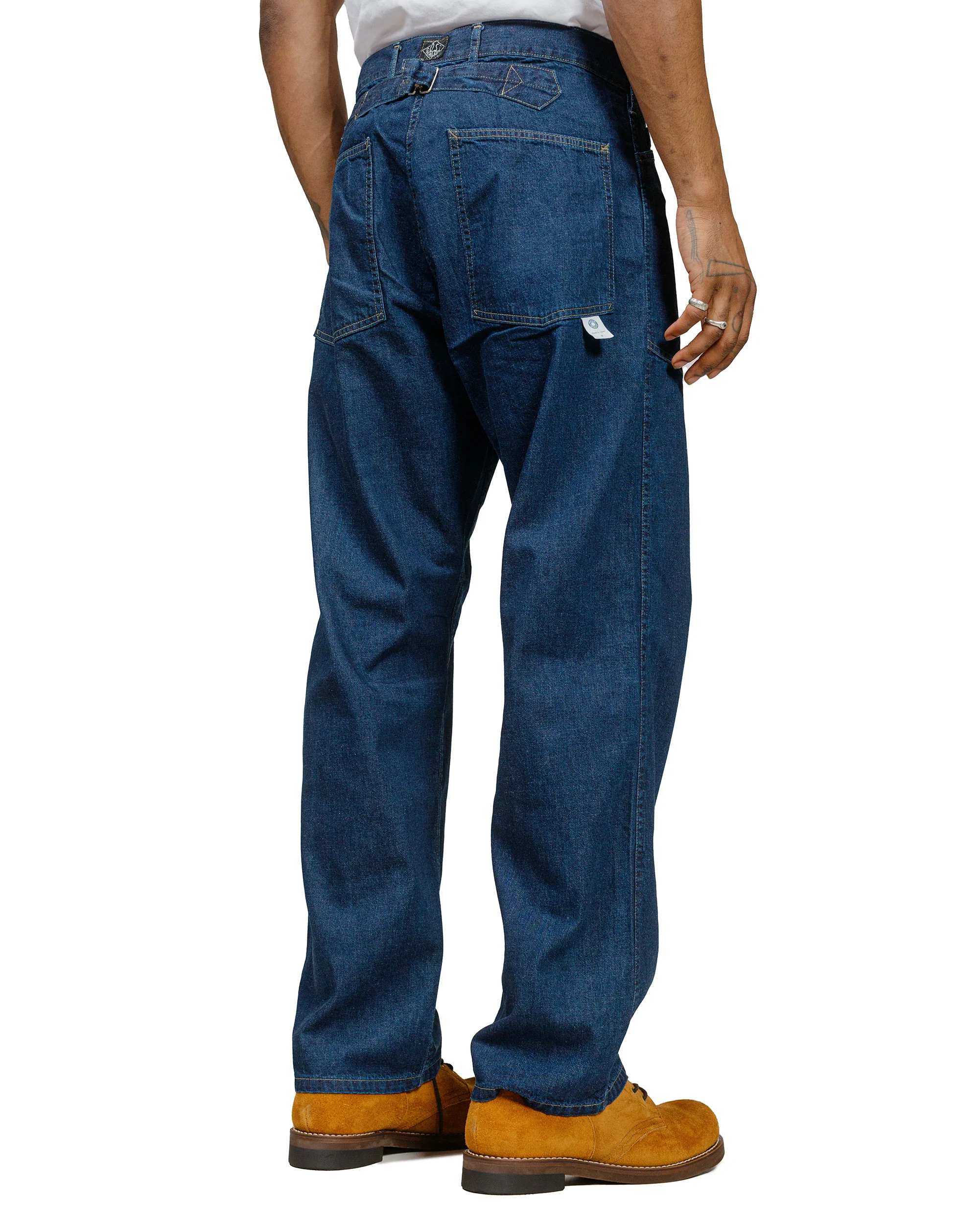 Post O'Alls ARMY Pants Blue Denim w/OD Yellow Stitch Indigo - Image 3