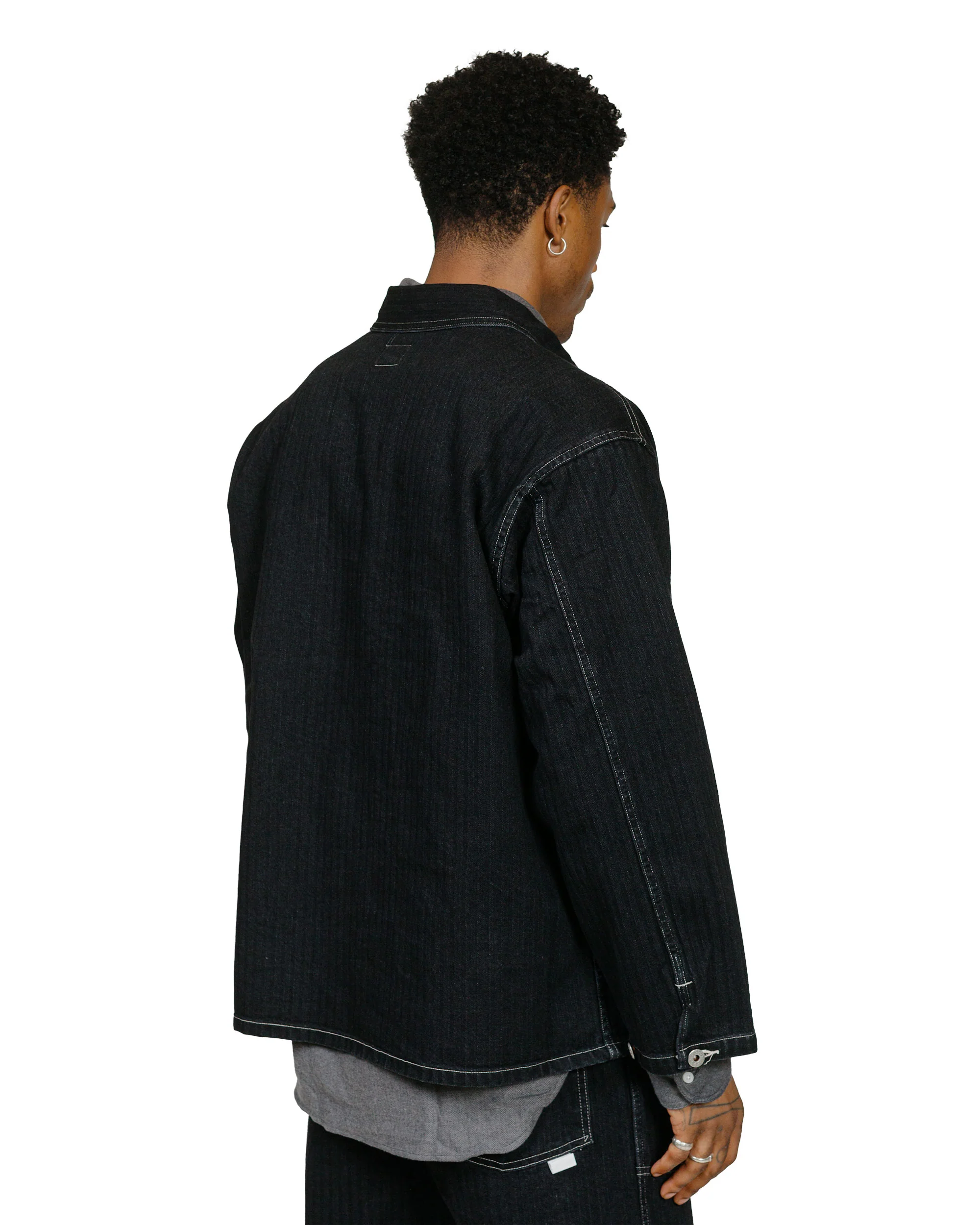 Post O'Alls ARMY Shirt Herringbone Denim Black - Image 3