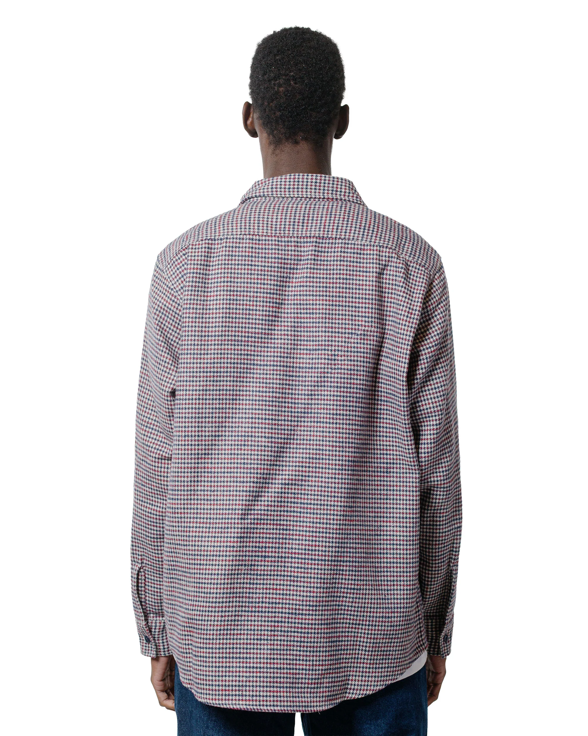 Randy's Garments 3-Pocket Work Shirt Cotton Heavy Brushed Houndstooth Blue/Red - Image 3