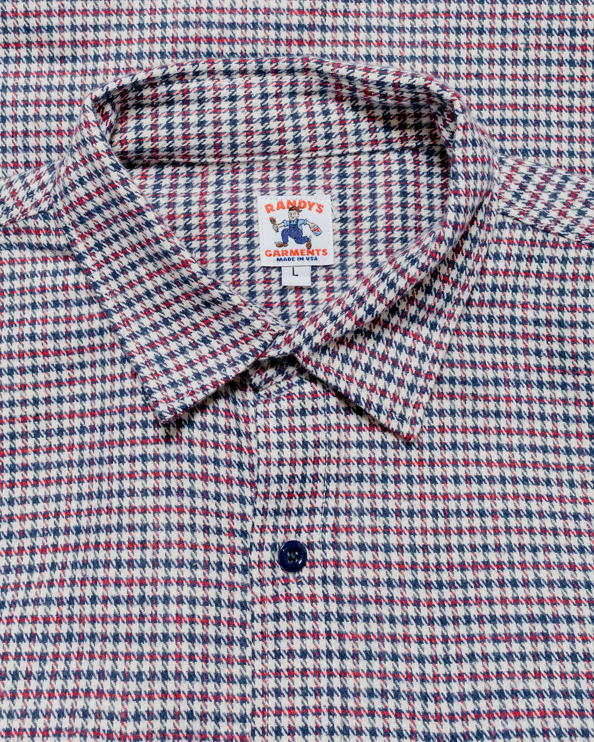 Randy's Garments 3-Pocket Work Shirt Cotton Heavy Brushed Houndstooth Blue/Red - Image 5