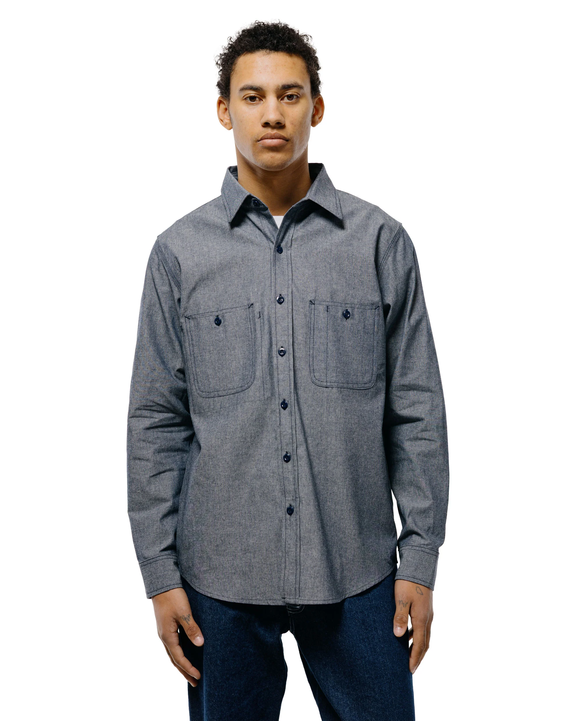 Randy's Garments 3-Pocket Work Shirt Cotton Washed Chambray Indigo - Image 2