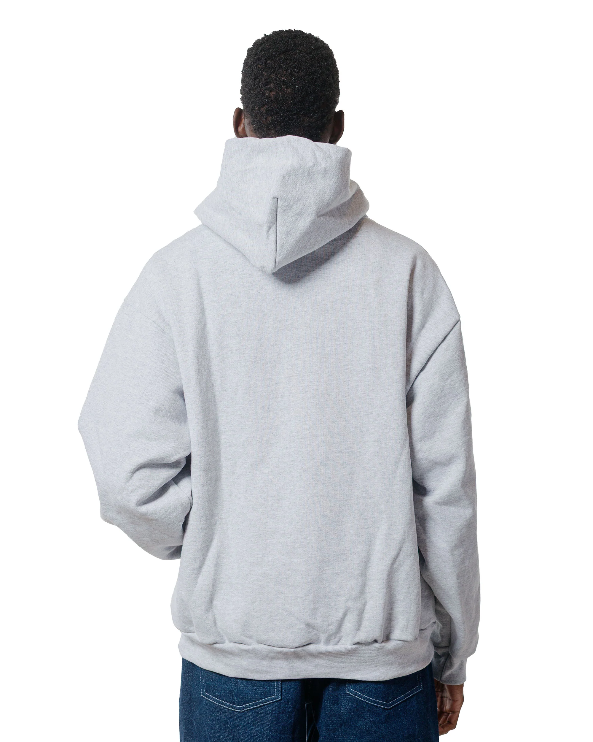 Randy's Garments Heavyweight Logo Cross-Neck Hoodie Heather Grey 14oz Cotton Poly - Image 3