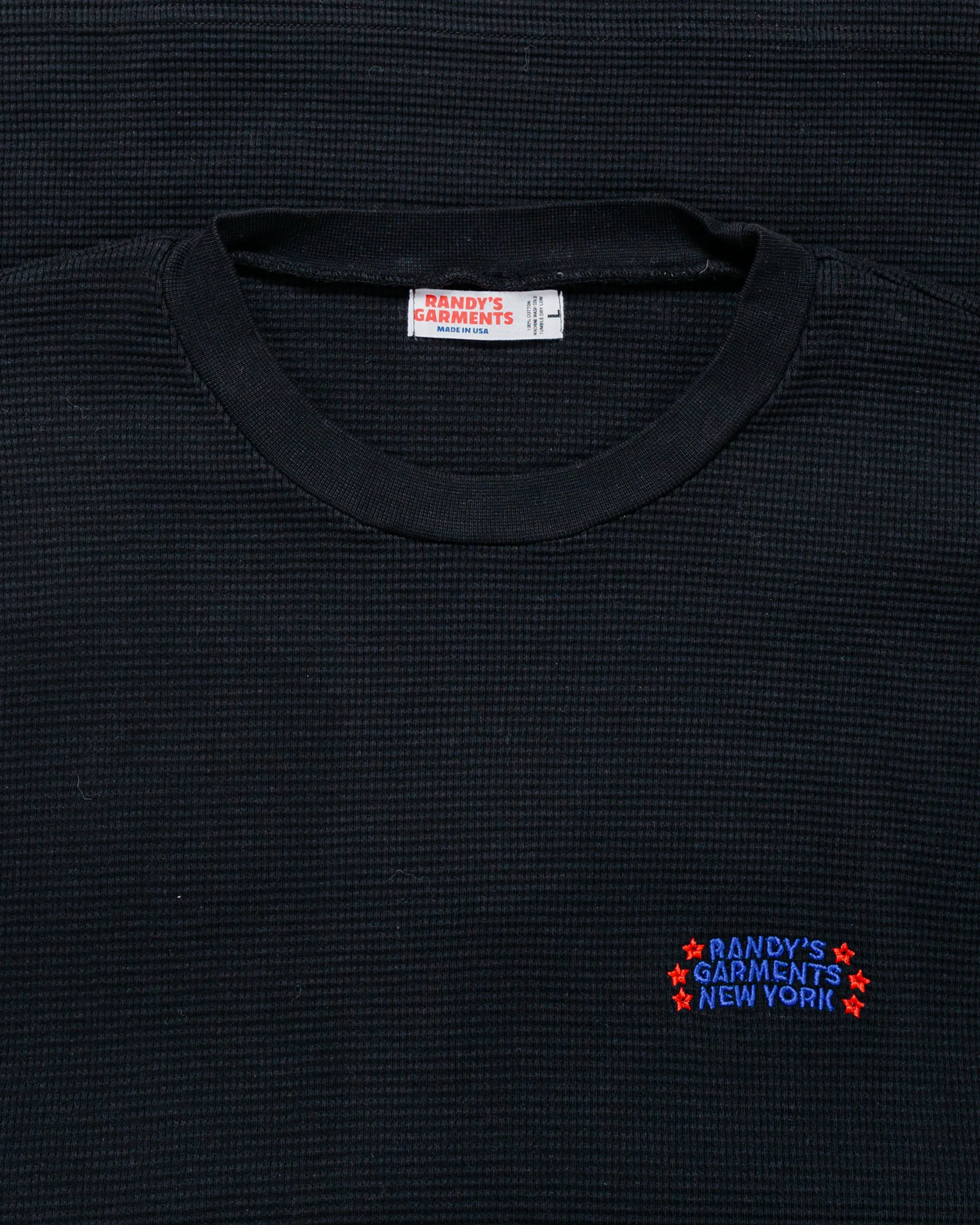 Randy's Garments Heavyweight Thermal Crewneck Black - Image 4