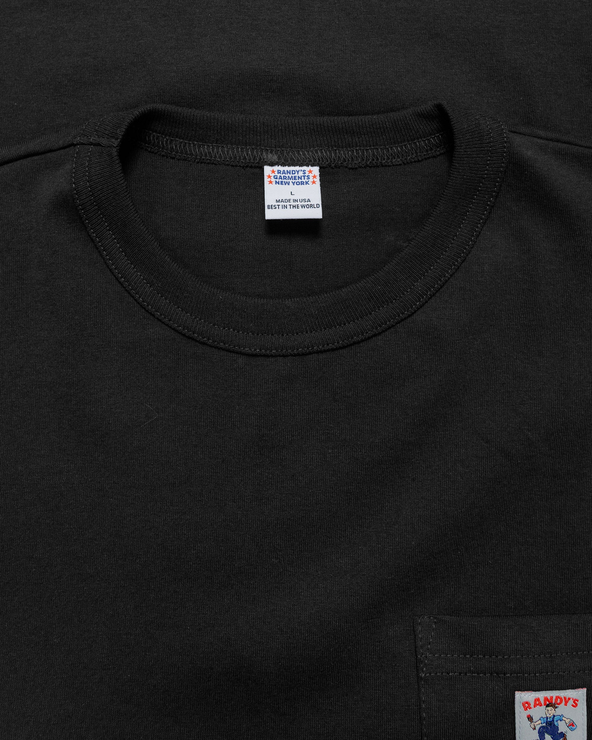 Randy's Garments Long-Sleeve Pocket Tee Black - Image 4