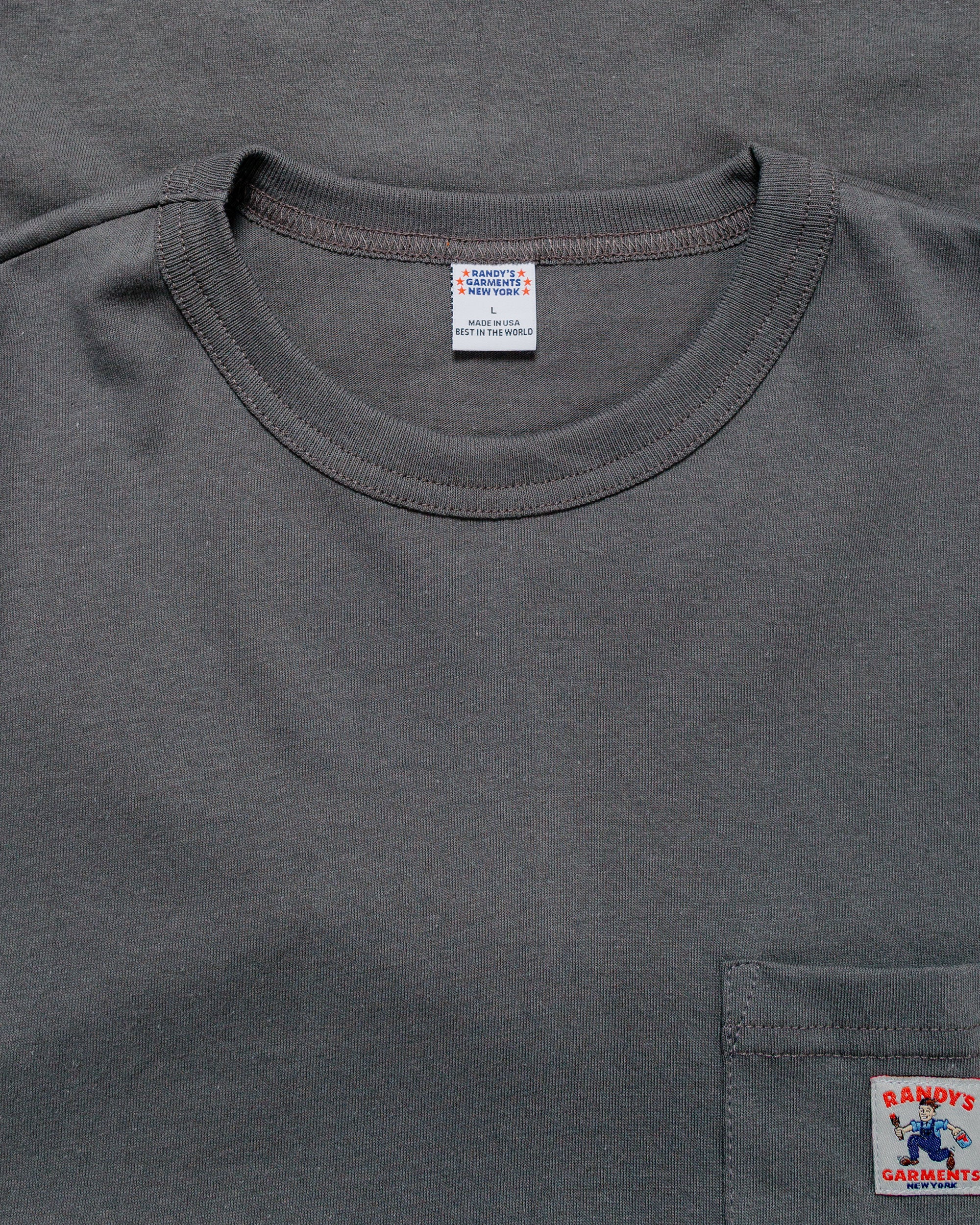 Randy's Garments Long-Sleeve Pocket Tee Grey - Image 4