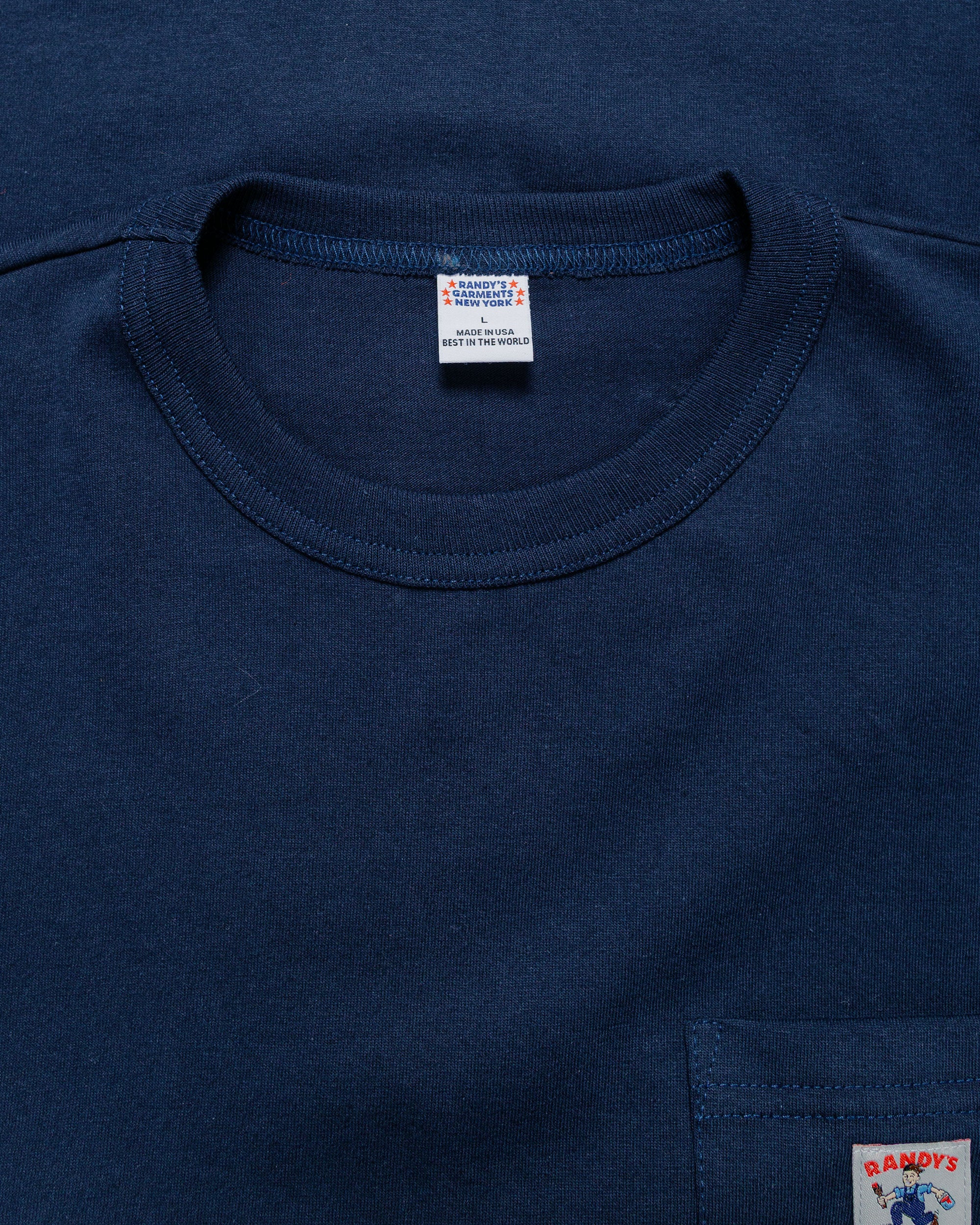 Randy's Garments Long-Sleeve Pocket Tee Navy - Image 4