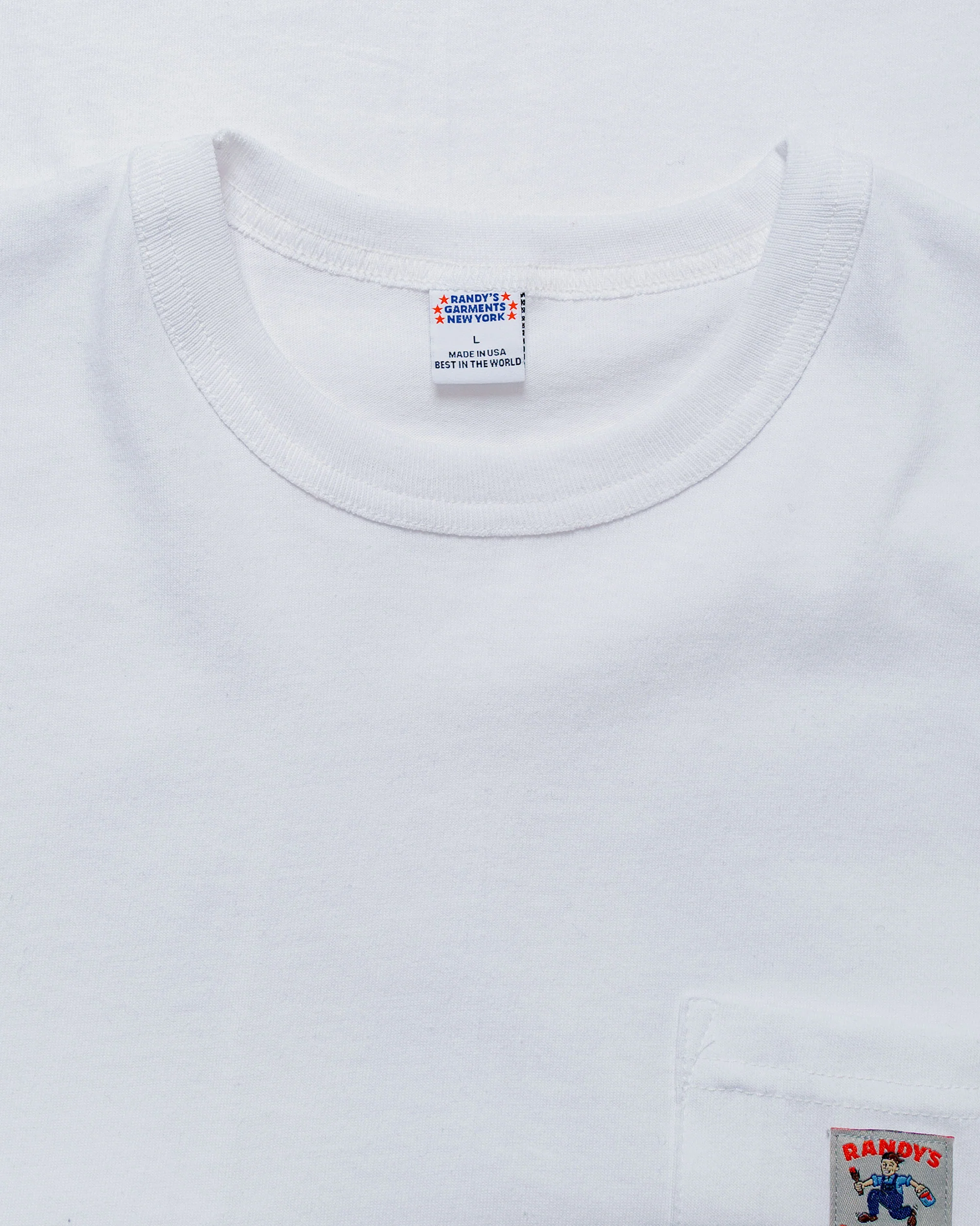 Randy's Garments Long-Sleeve Pocket Tee White - Image 4