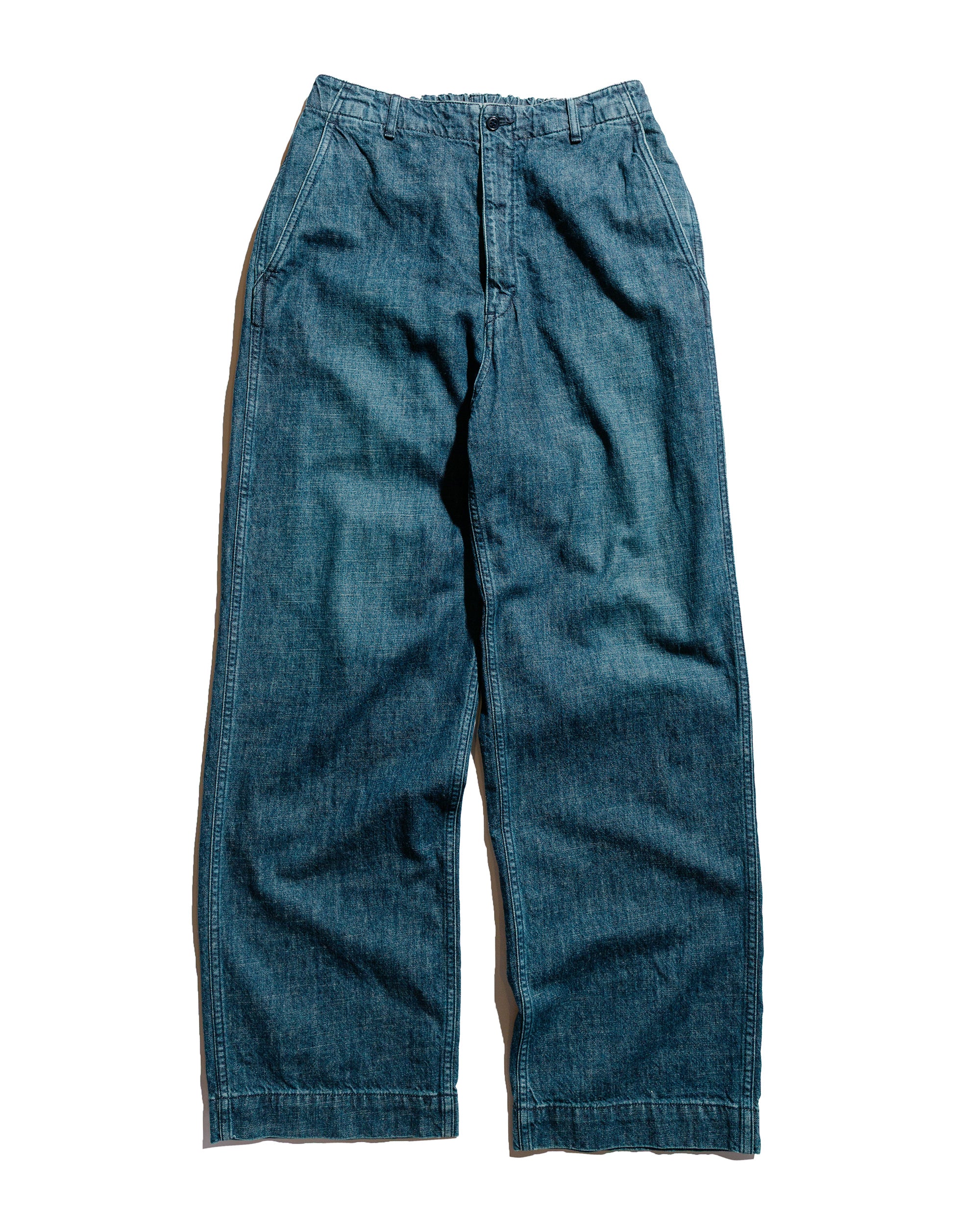 Sage de Cret 11oz. Cotton/Linen Denim Baggy Pants Navy