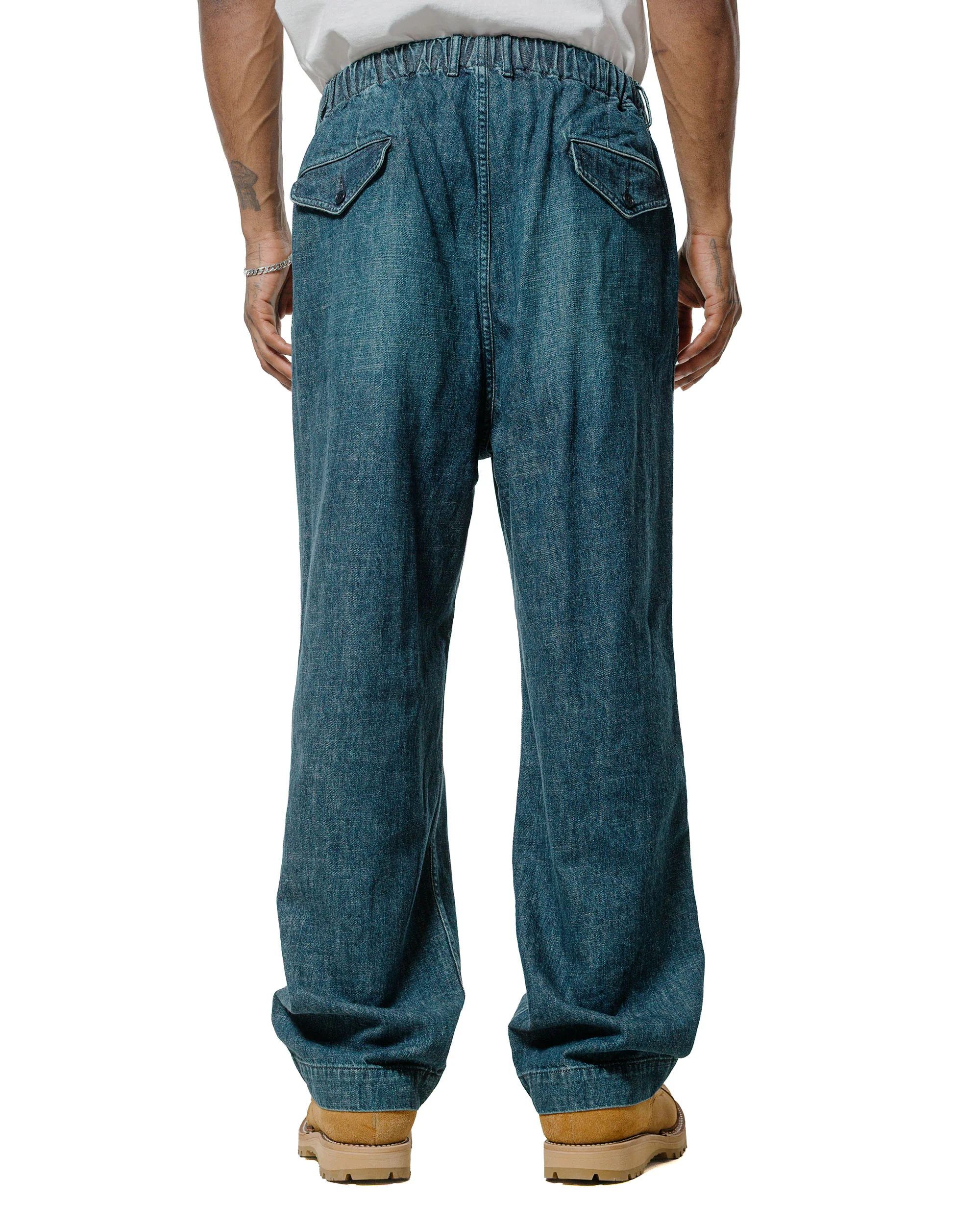 Sage de Cret 11oz. Cotton/Linen Denim Baggy Pants Navy - Image 3