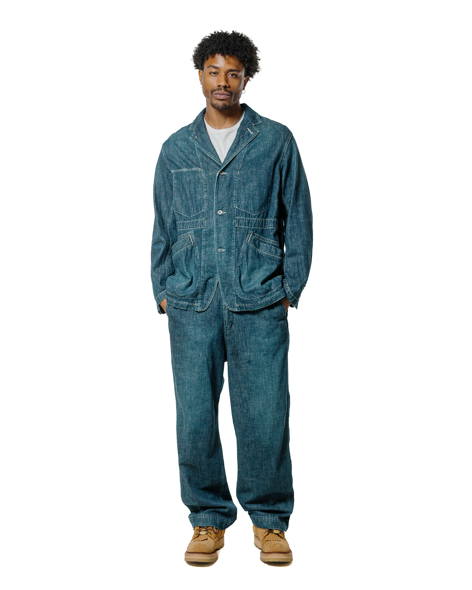 Sage de Cret 11oz. Cotton/Linen Denim Baggy Pants Navy - Image 4
