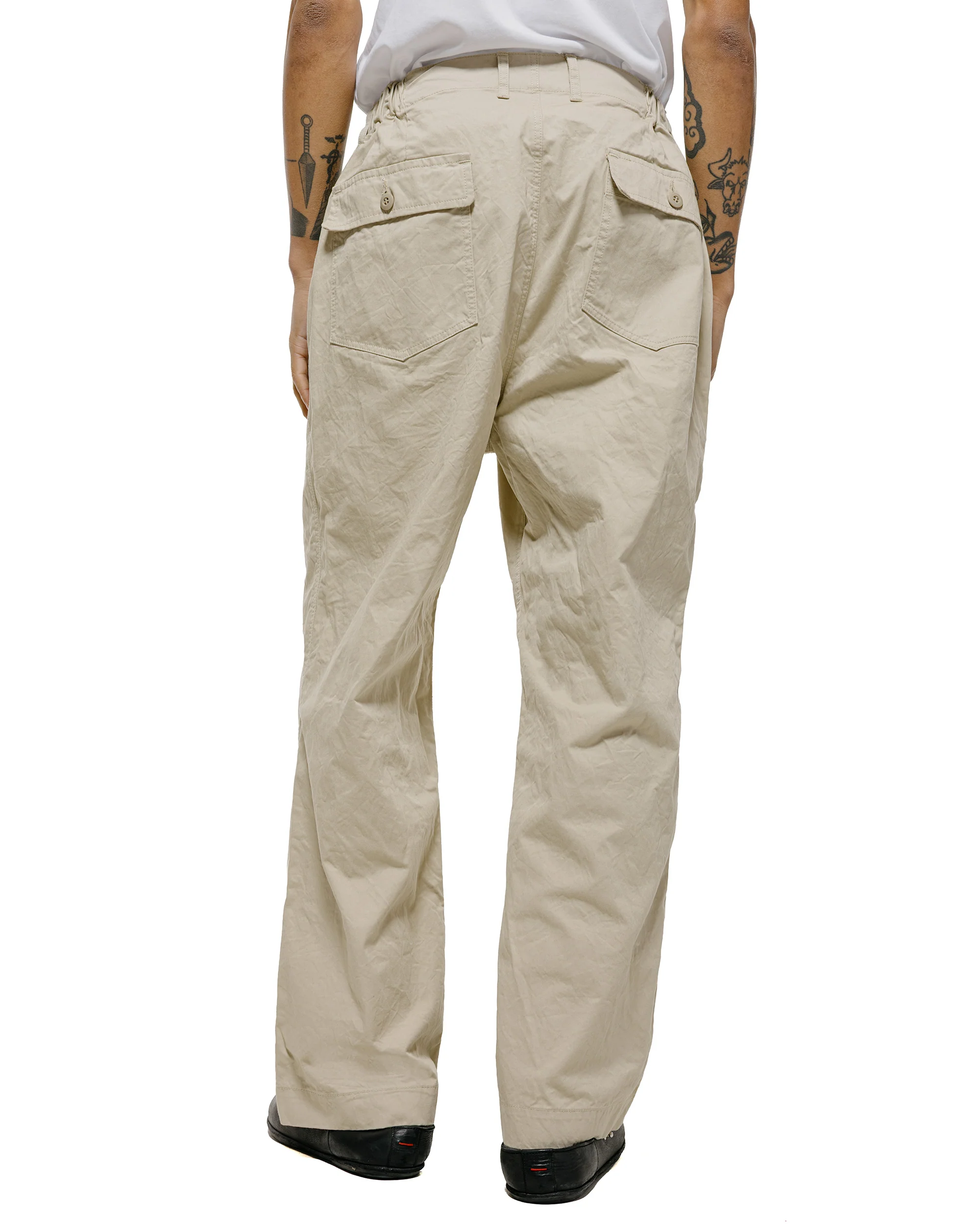 Sage de Cret CO Chino Cloth Crinkle Baggy Baker Pants Beige - Image 3