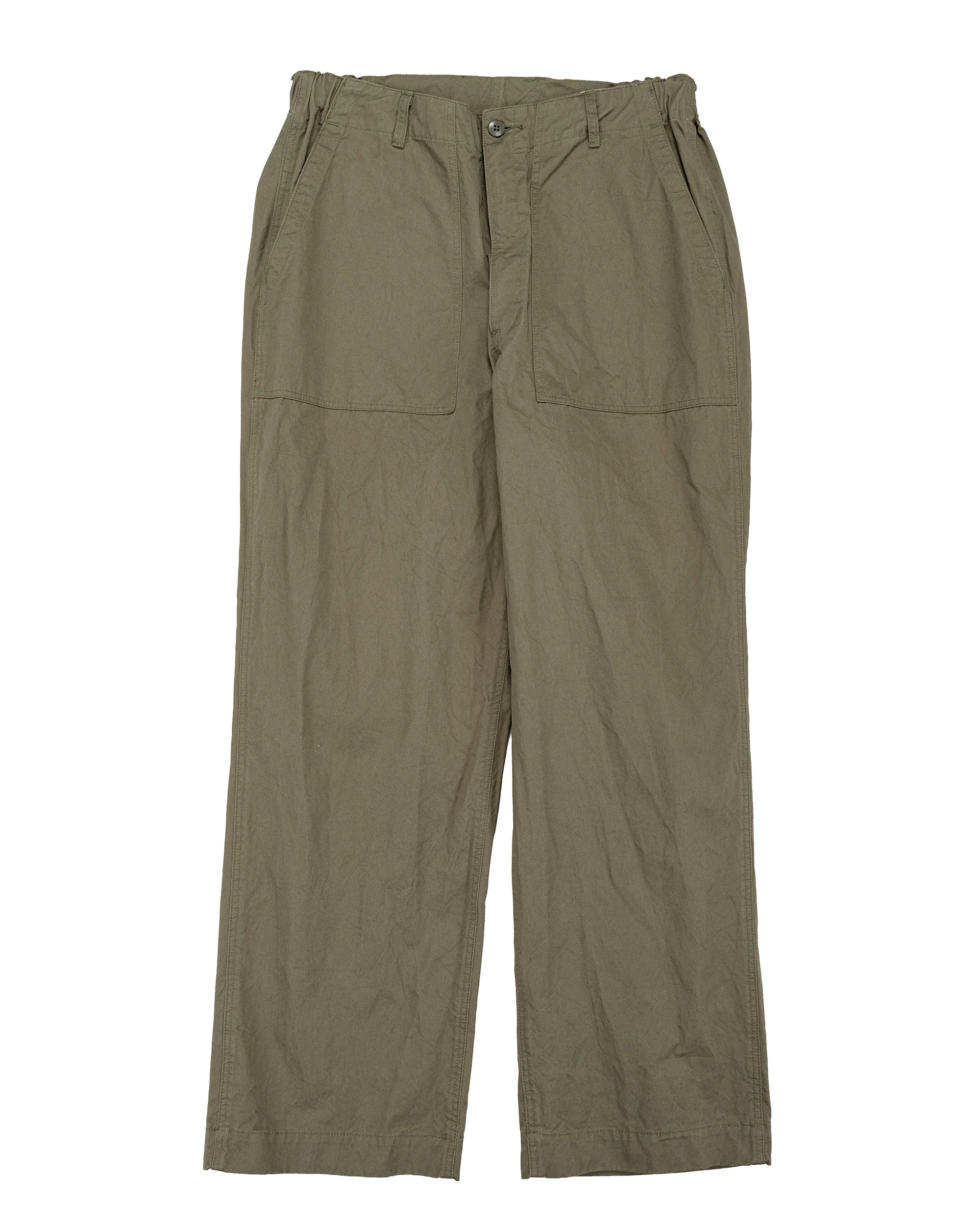 Sage de Cret CO Chino Cloth Crinkle Baggy Baker Pants Olive