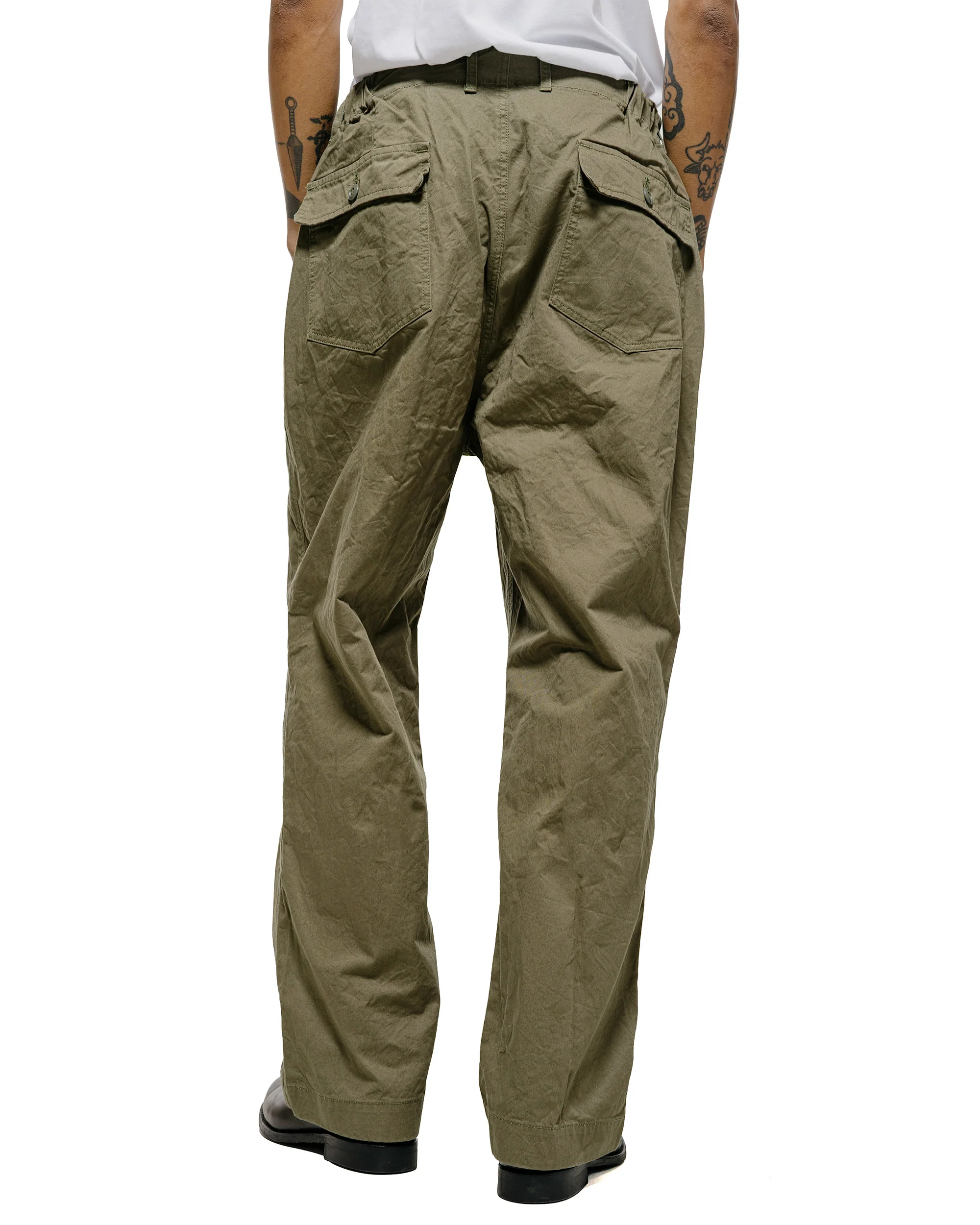 Sage de Cret CO Chino Cloth Crinkle Baggy Baker Pants Olive - Image 3