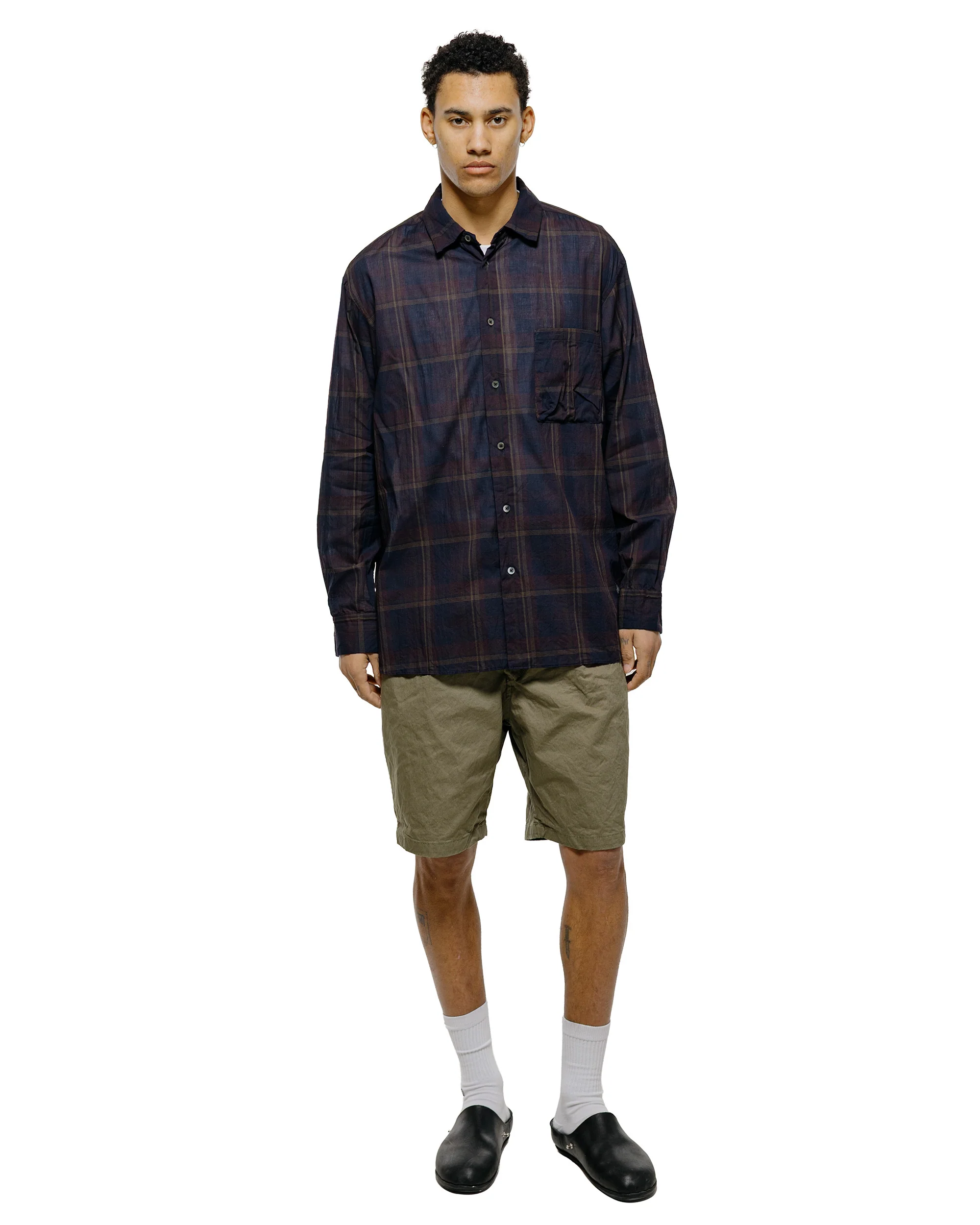 Sage de Cret CO Chino Cloth Crinkle Single Pleated Peg Top Wide Short Pants Olive - Image 4