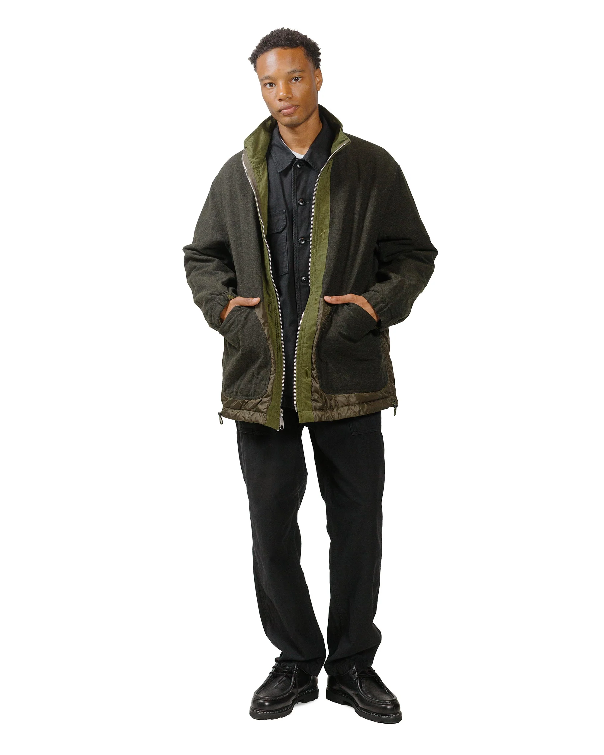 Sage de Cret Cotton/Linen Back Satin Pegtop Military Pants Black - Image 4