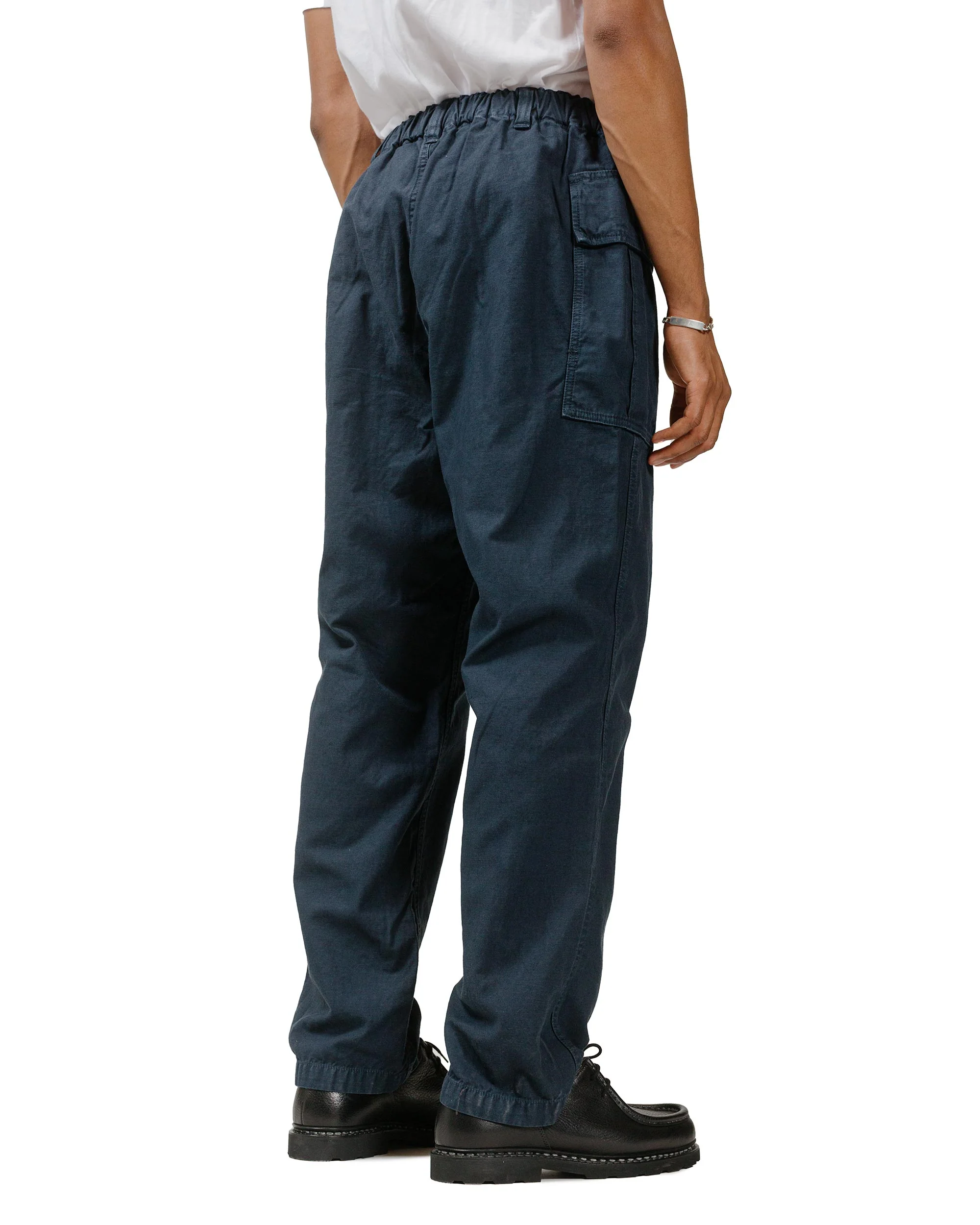 Sage de Cret Cotton/Linen Back Satin Pegtop Military Pants Navy - Image 3