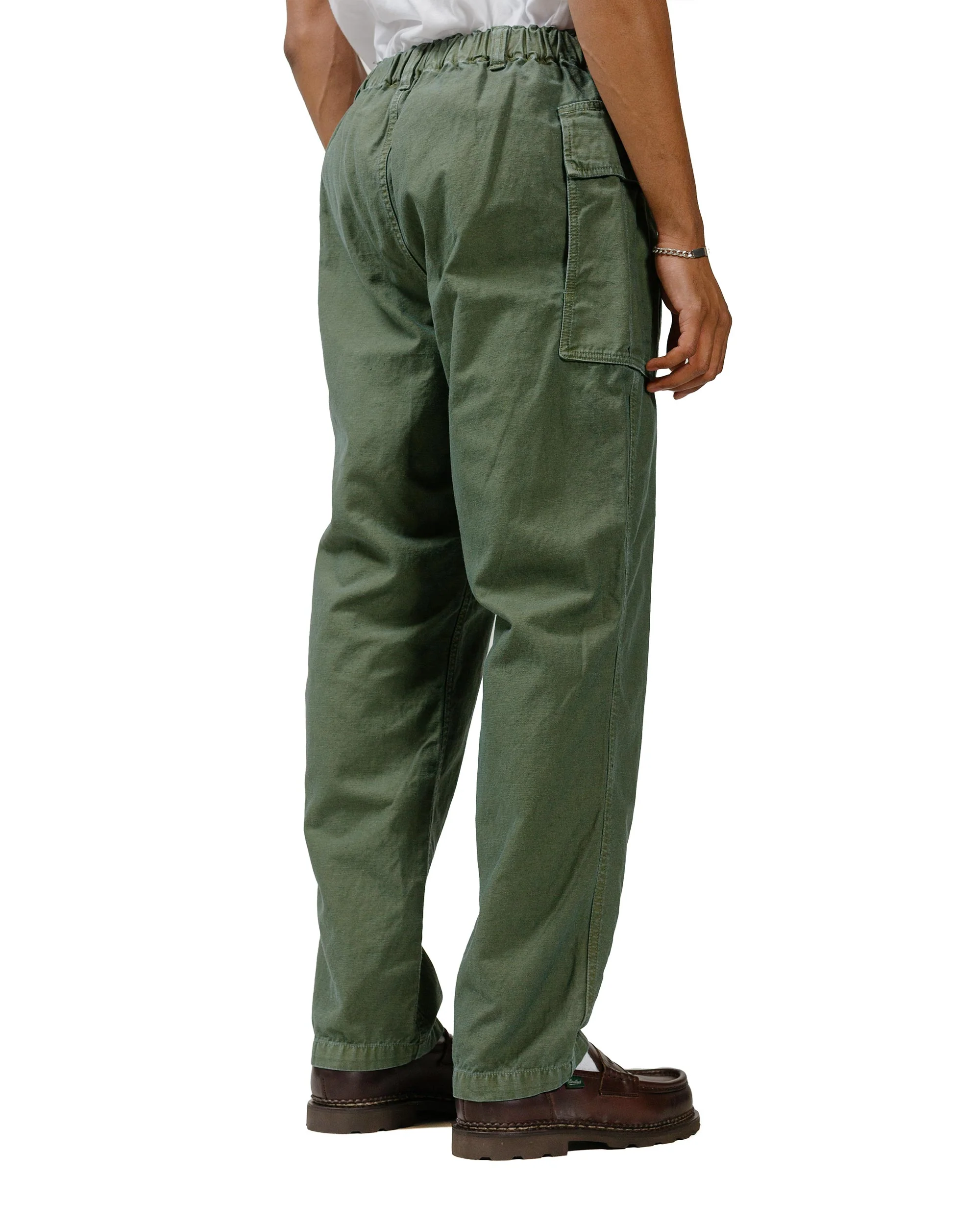 Sage de Cret Cotton/Linen Back Satin Pegtop Military Pants Olive - Image 3