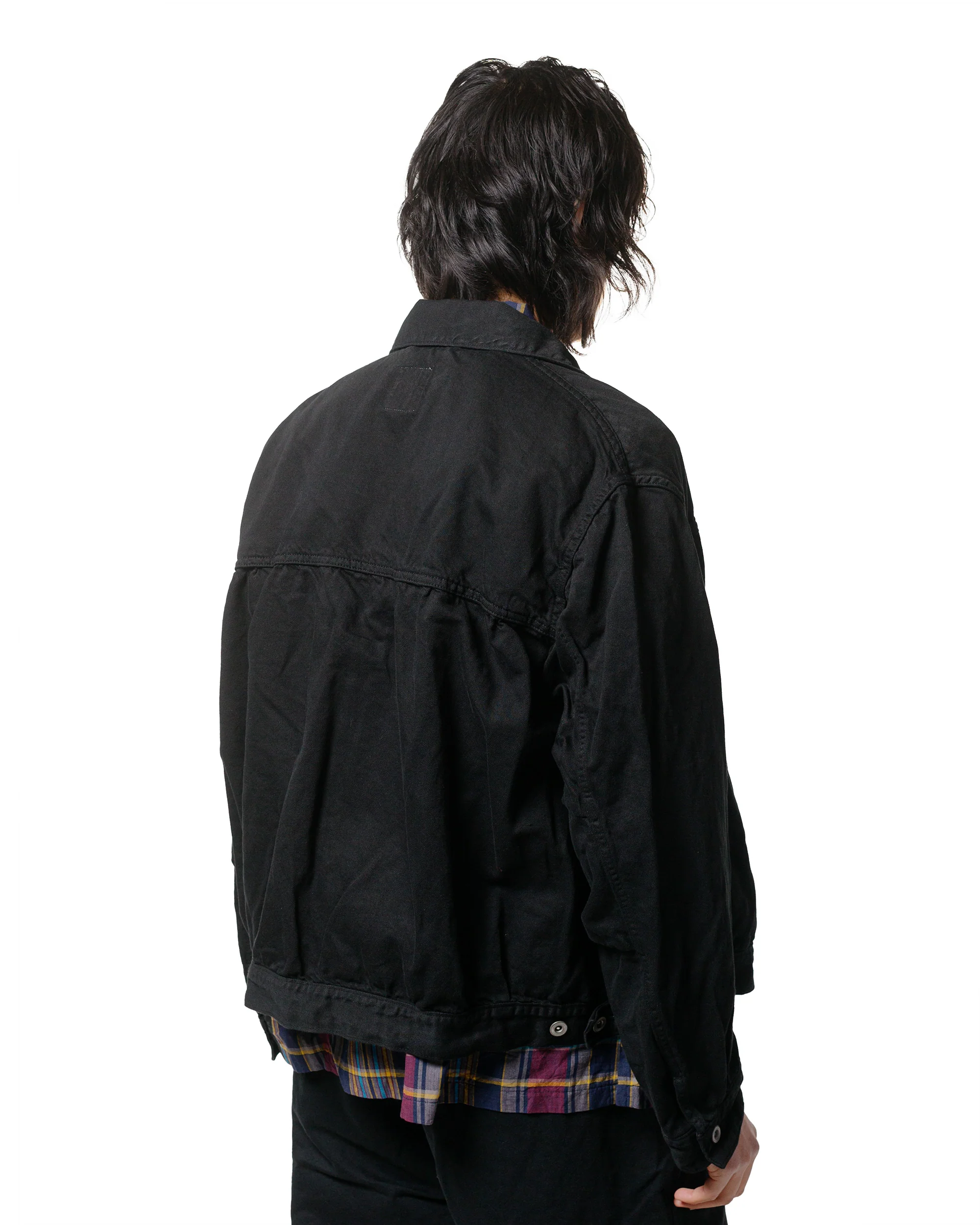Sage de Cret Cotton/Linen Denim Short Jacket Black - Image 3
