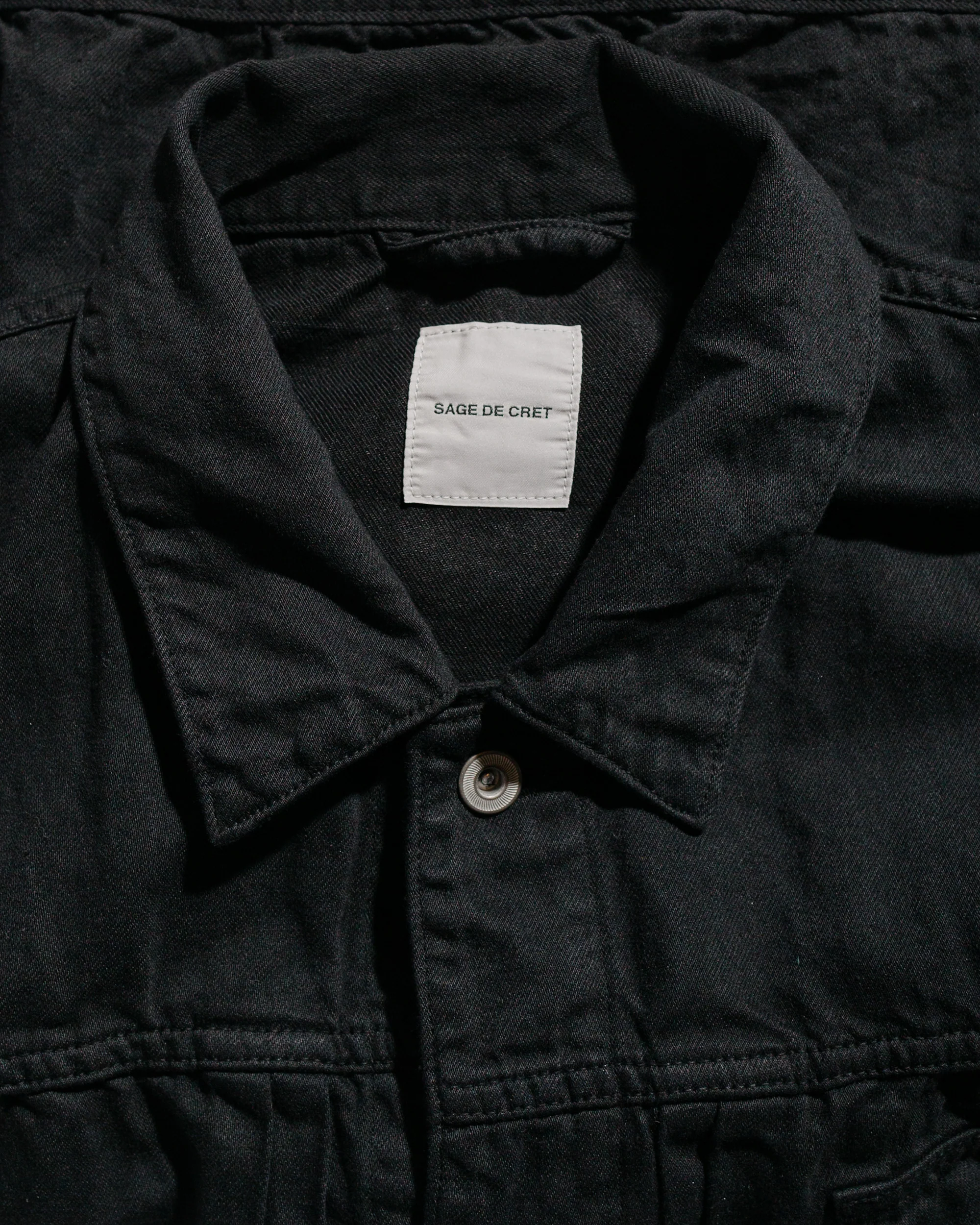 Sage de Cret Cotton/Linen Denim Short Jacket Black - Image 5