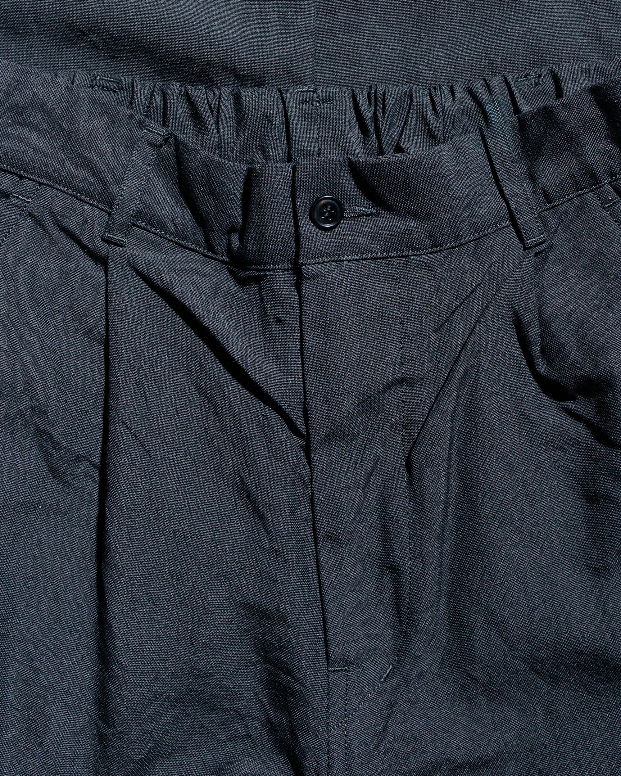 Sage de Cret High Density Wool/Linen Oxford Pegtop Single Pleat Pants Black - Image 5