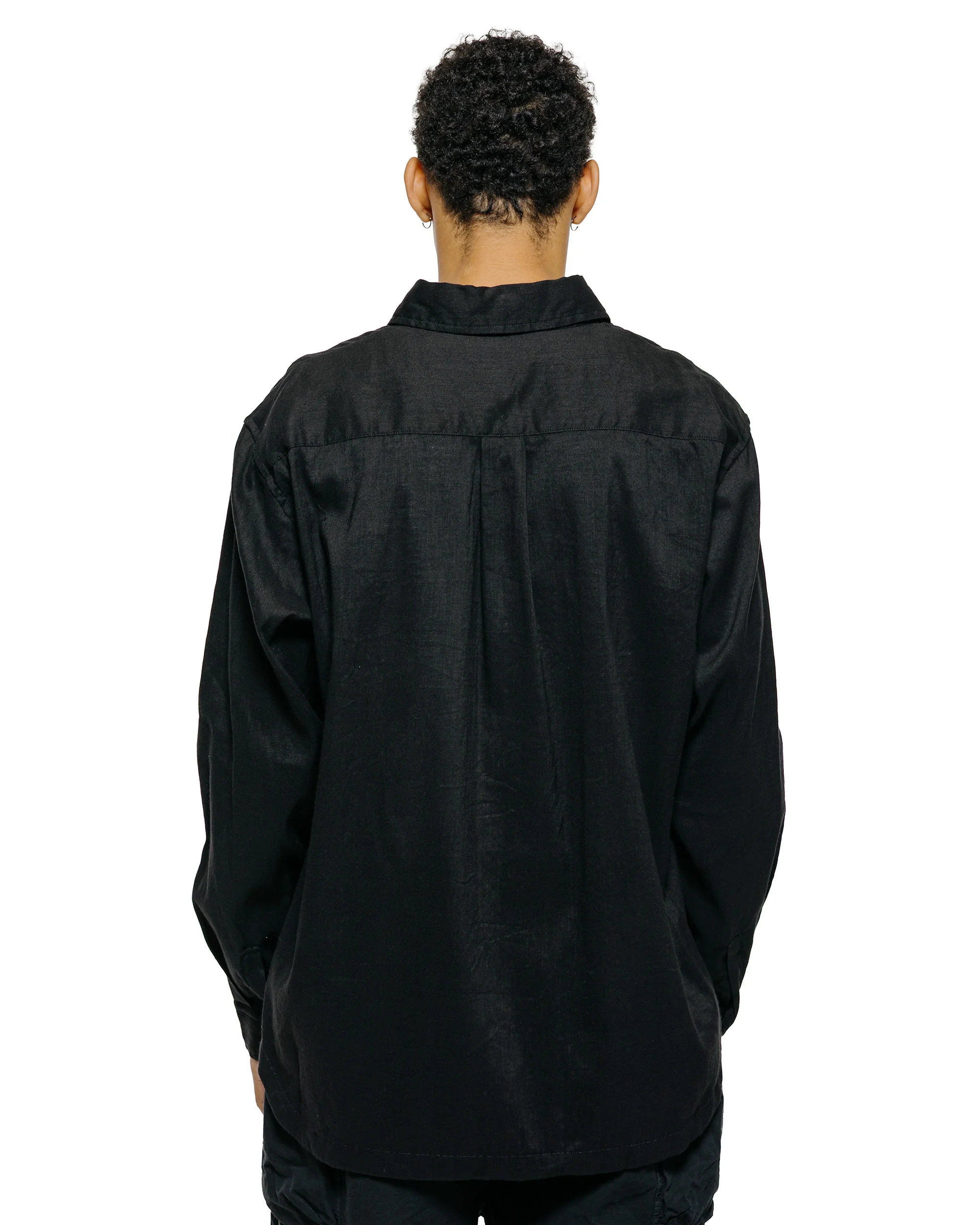 Sage de Cret LI/CO/WO Washed Lawn Cloth Work Shirt Jacket Black - Image 3